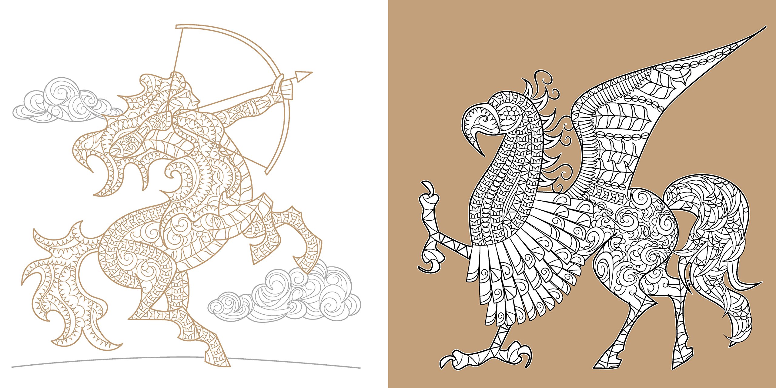 Fabulous Beasts Night & Day Coloring Book for Adults - Stress Relieving Animal Fantasy Art Therapy | Perfect for Relaxation, Meditation & Creative Expression