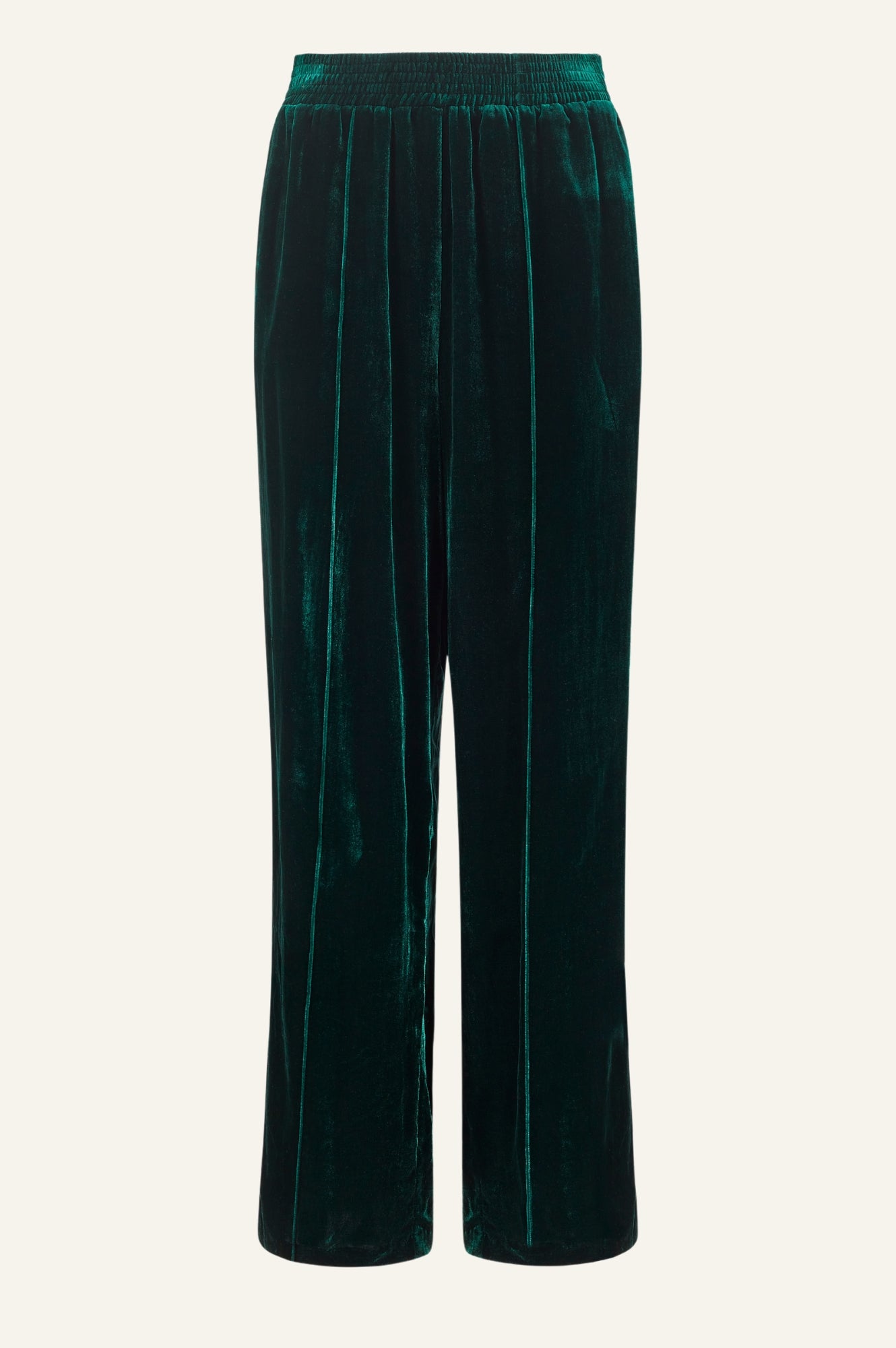 Velvet Side Stripe Trousers for Women - Emerald Green High Waist Pants, Comfortable Stretch Fabric, Fashionable Lounge & Work Pants for Office, Party & Casual Wear