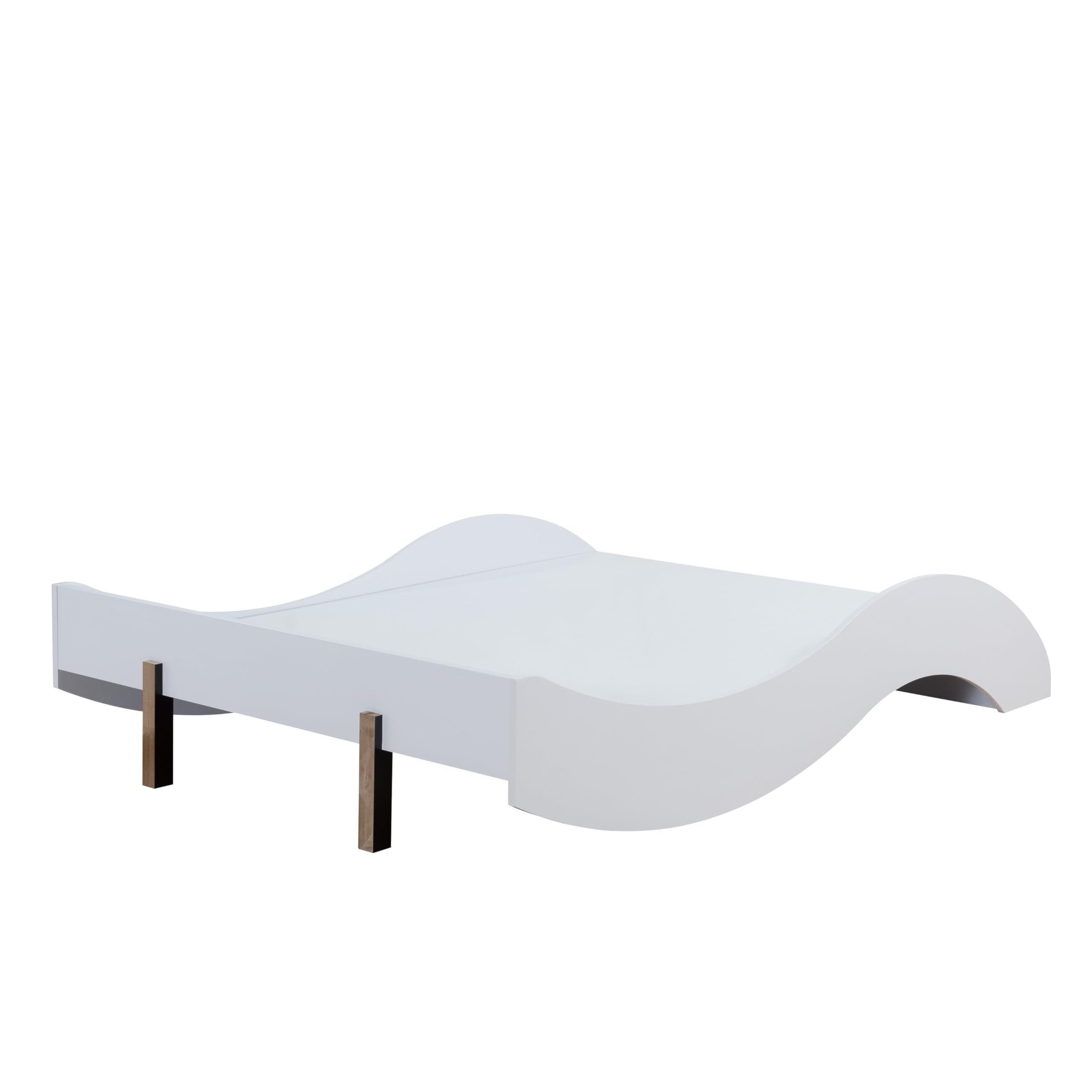 Overstock Tara White Platform Bed Queen Size - Modern Minimalist Bed Frame with Sturdy Wooden Slats for Bedroom, Guest Room, or Dorm