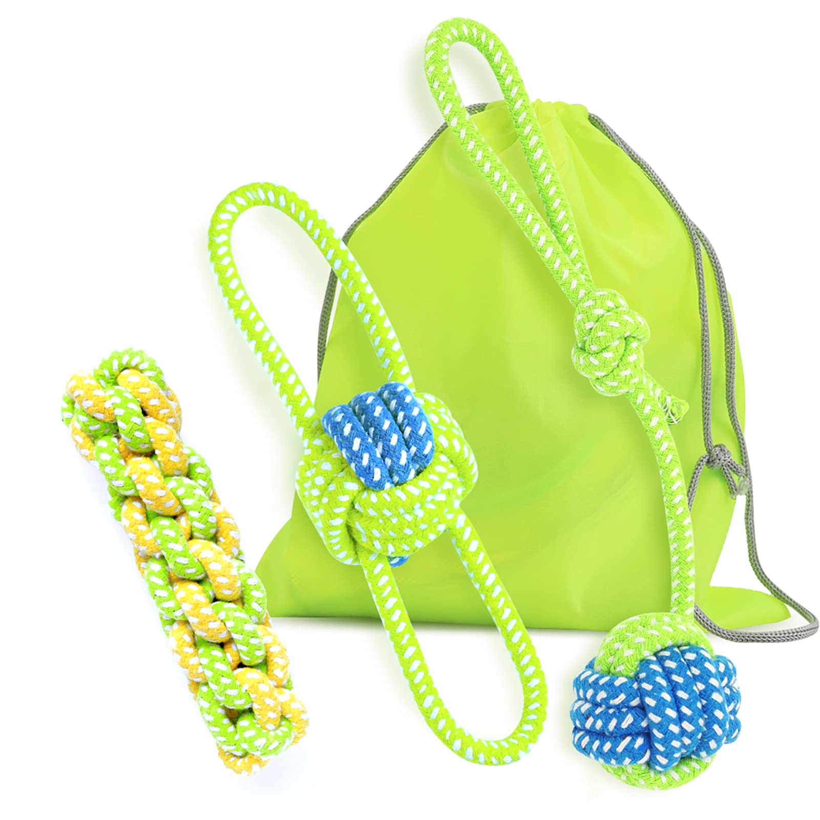 Illumifun 3-Pack Dog Chew Rope Toys - Cotton Puppy Chew Toys for Small & Medium Dogs, Dental Teaser Kit for Interactive Play - Perfect for Fetch, Tug-of-War & Teeth Cleaning
