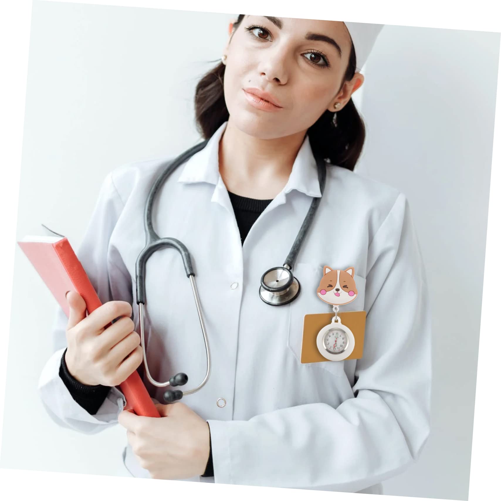 SAFIGLE 2-Pack Nurse Pocket Watch - Portable Retractable Hanging Watch with Cartoon Design, Scalable Badge Hook for Medical Professionals | Perfect for Nurses, Doctors & Healthcare Workers