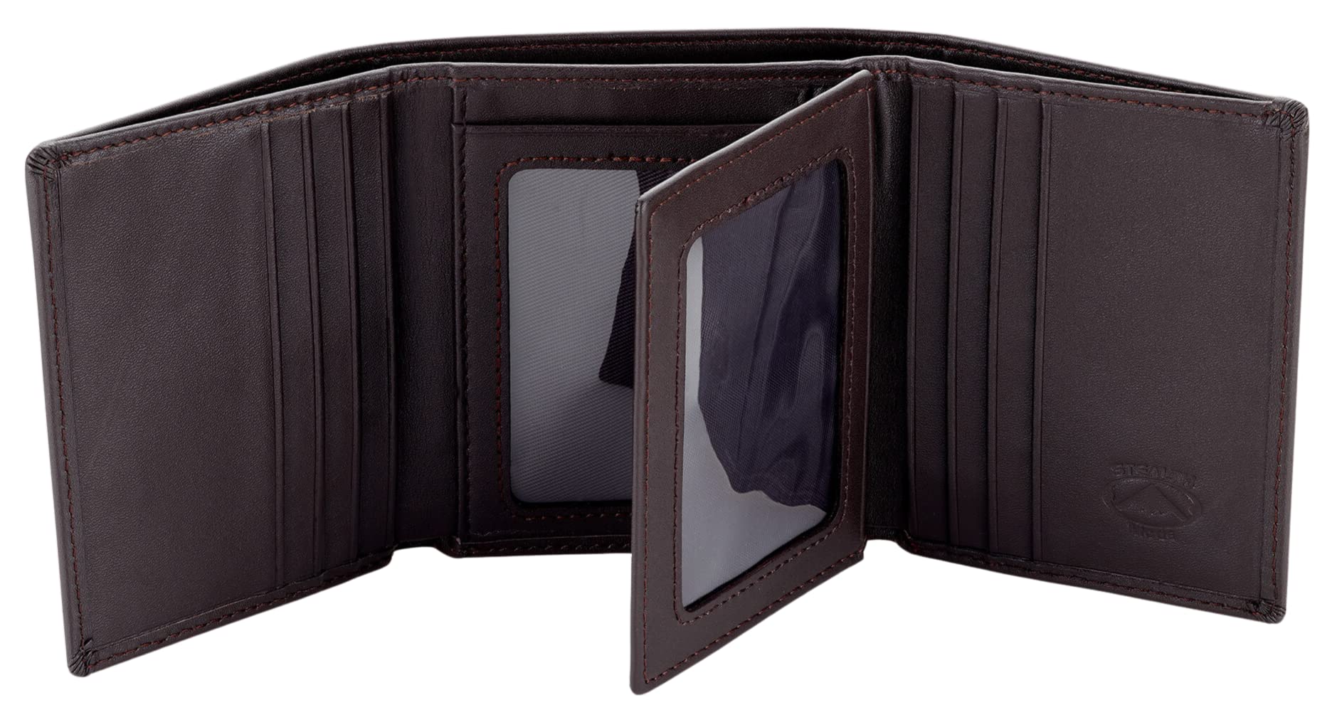 Stealth Mode Leather RFID Blocking Trifold Wallet for Men - Flip Out ID Holder & Card Slots - Premium Coffee Brown - Perfect for Travel, Business & Everyday Use