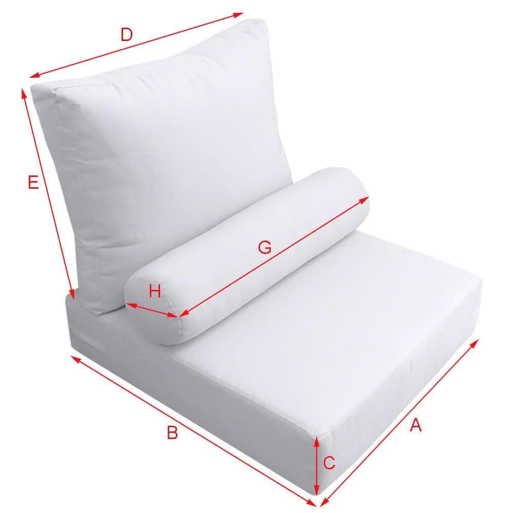 Outdoor Deep Seat Back Rest Bolster Cushion Insert Slip Cover Set AD101 - Pipe Trim Small 23x24x6 - Perfect for Patio Furniture, Deck Chairs & Poolside Lounging