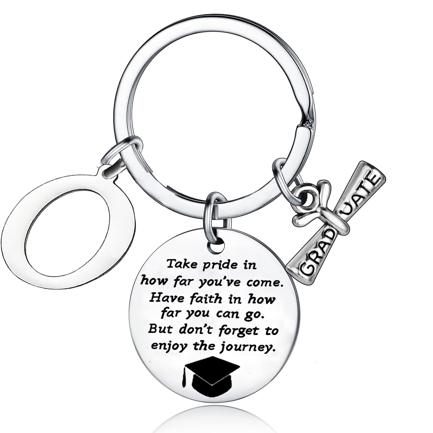 Personalized Graduation Keychain with Initial Letter - Inspirational Gift for Graduates - Perfect for High School, College, and University Graduation Ceremonies, Parties, and Keepsakes