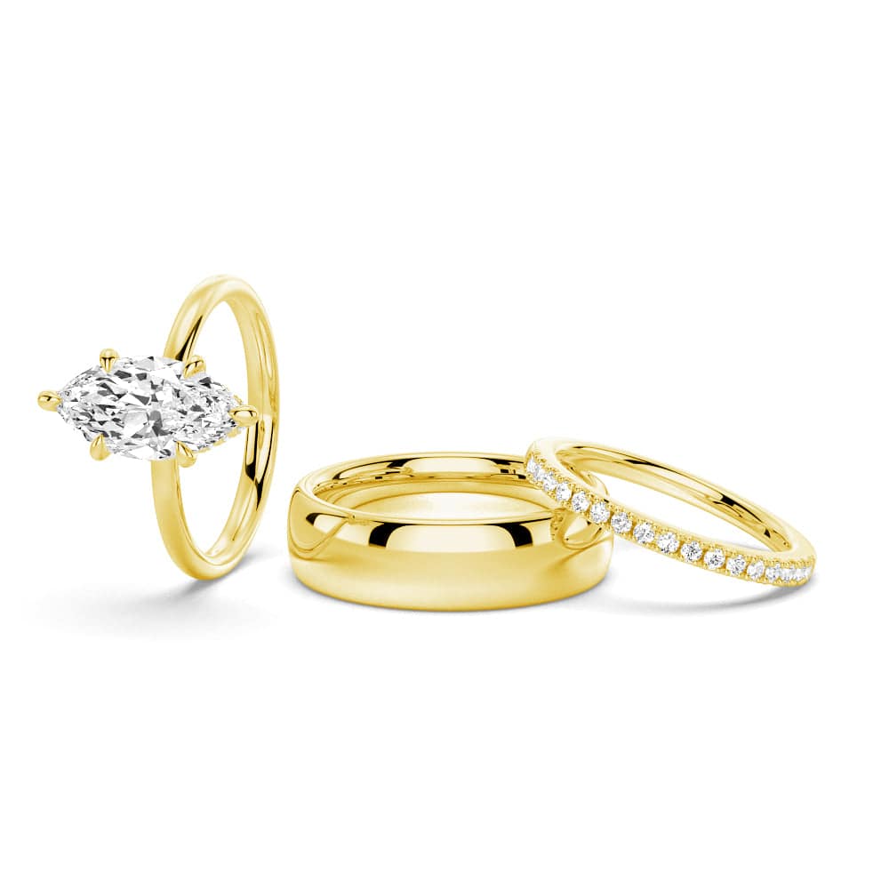 Petite Marquise Solitaire Moissanite Engagement Ring & Wedding Band Set for Couples - Perfect for Proposals, Anniversaries, and Romantic Occasions