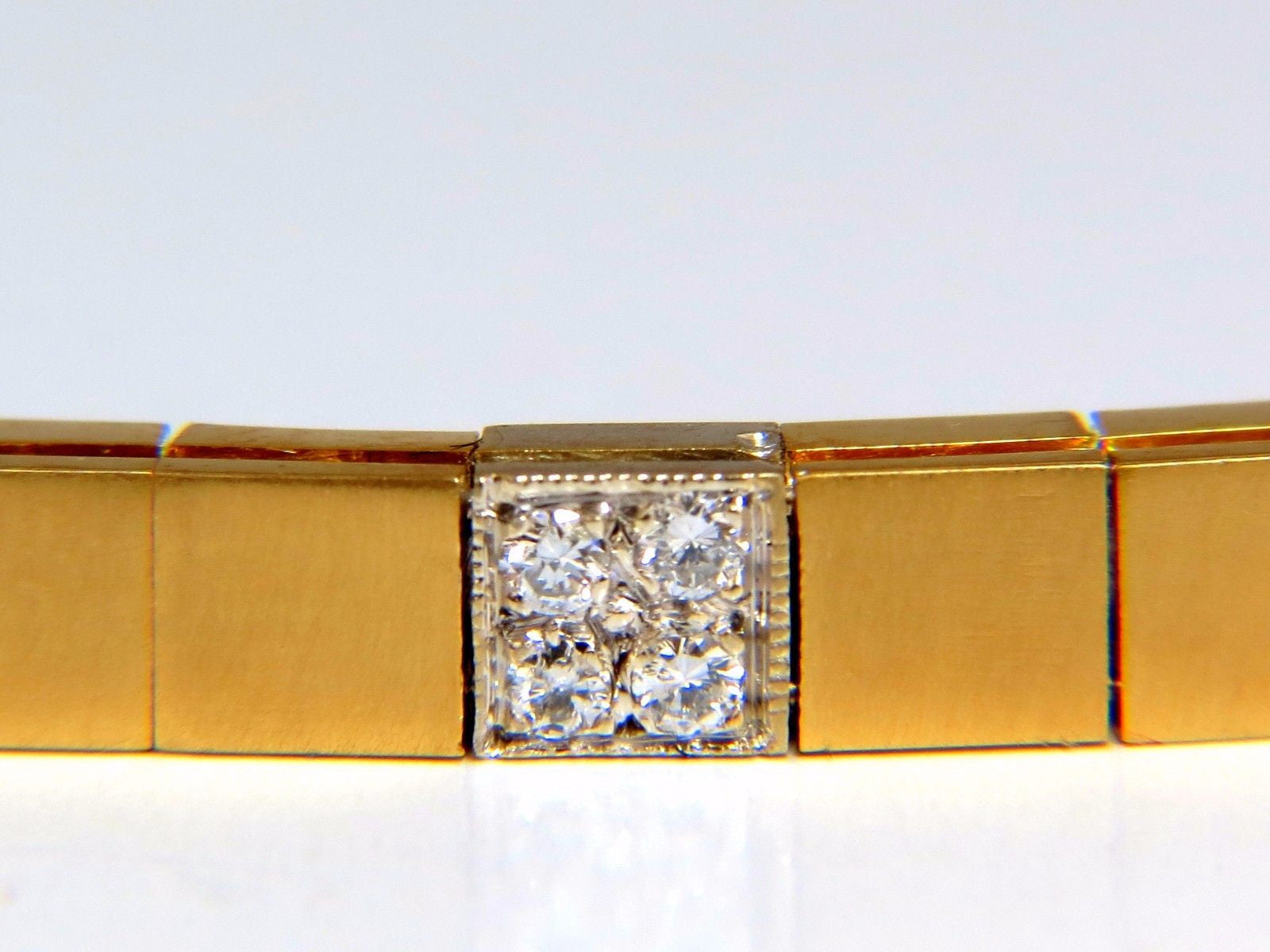 14K Gold Satin Brush Finish Diamond Box Bead Bracelet - 0.40ct Diamond Accents for Women, Perfect for Weddings, Anniversaries & Special Occasions