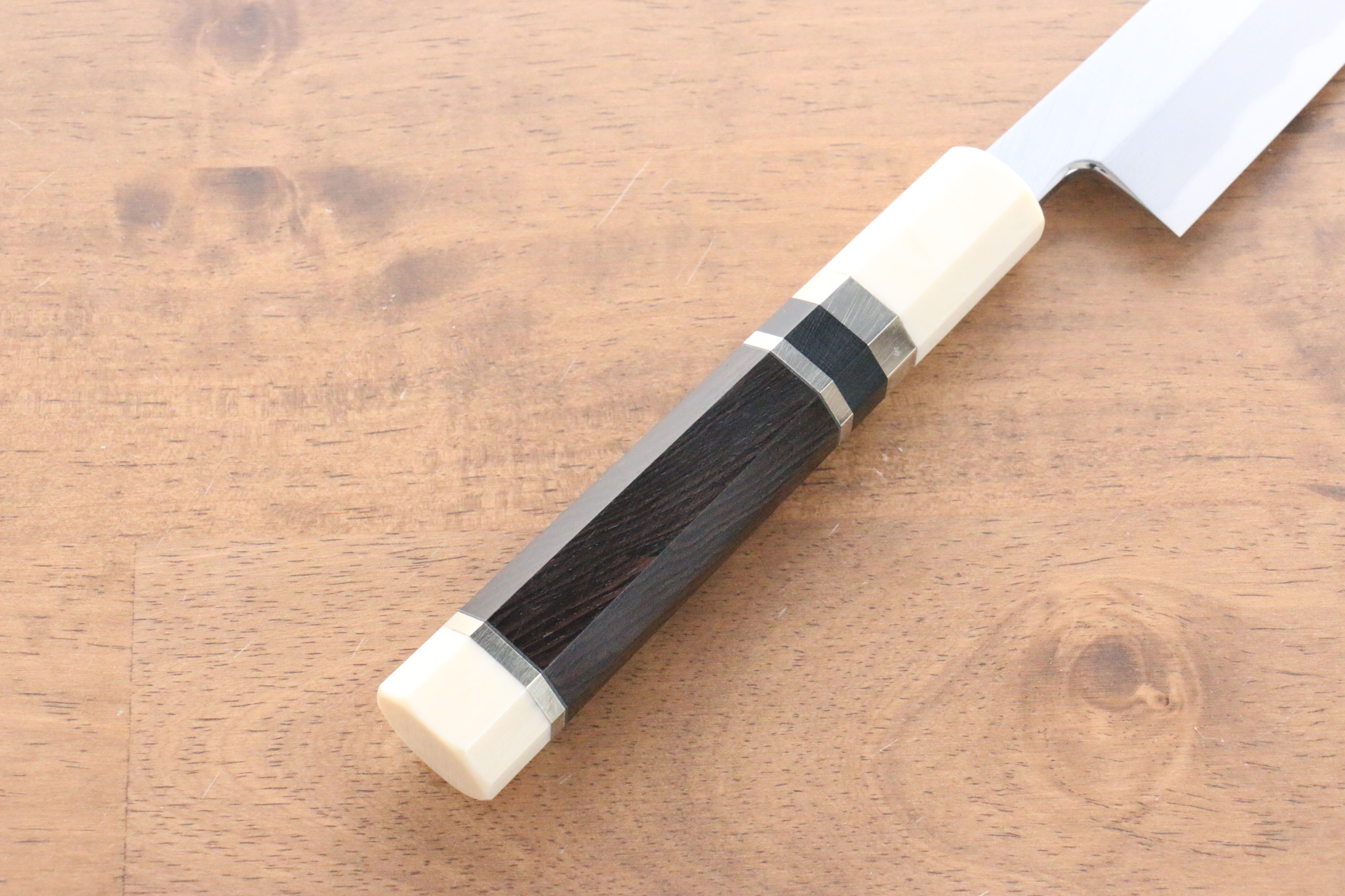 Premium Jikko Shiko Blue Steel Sakimaru Yanagiba 240mm Sushi Knife - Ebony Wood Handle with Double Ring Design - Perfect for Sushi Chefs & Japanese Cuisine Preparation
