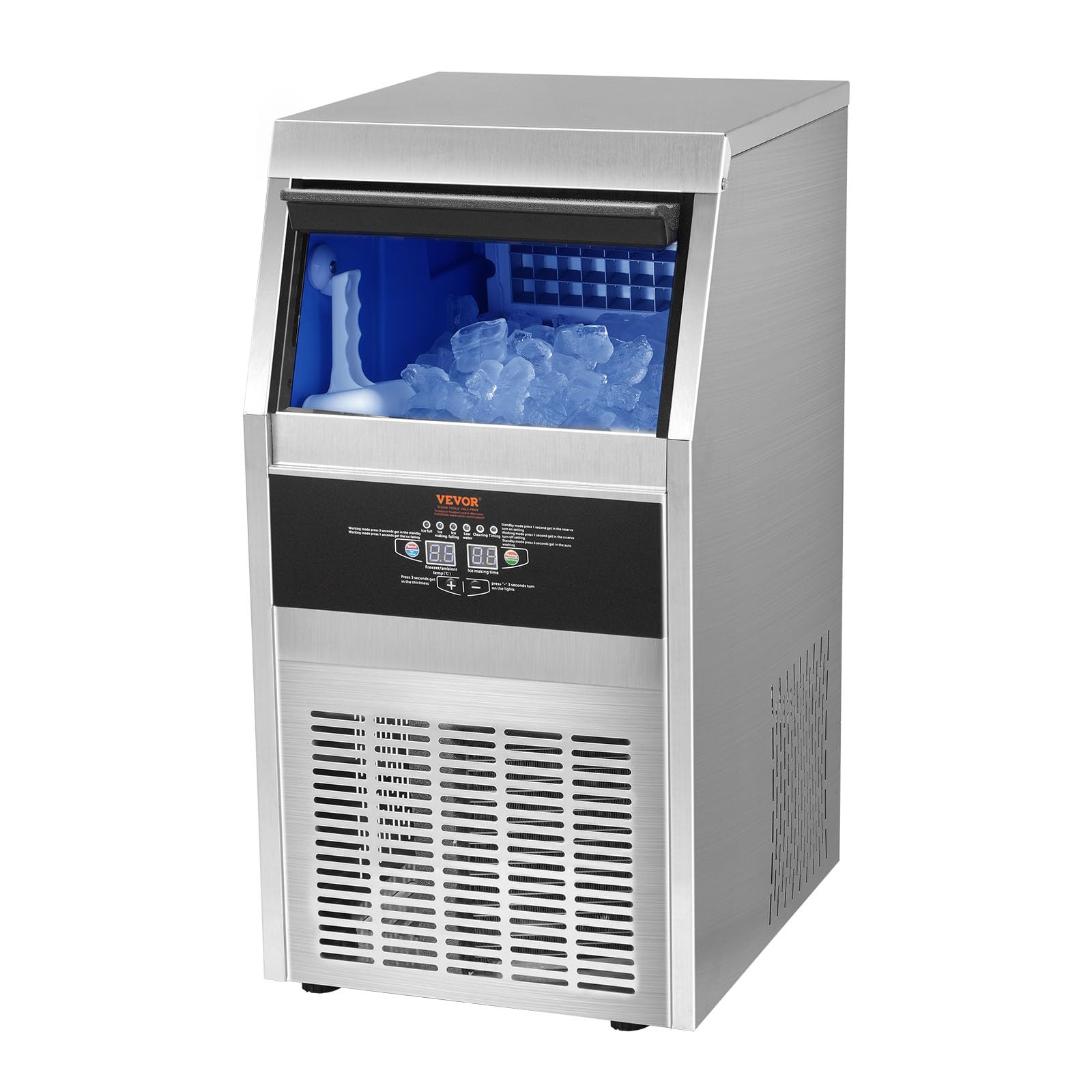 VEVOR Commercial Ice Maker Machine 90LBS/24H with 22LBS Storage - Fast 12-15 Minute Ice Production - Countertop Ice Maker for Home, Office, Restaurant, Bar, Party & Outdoor Events