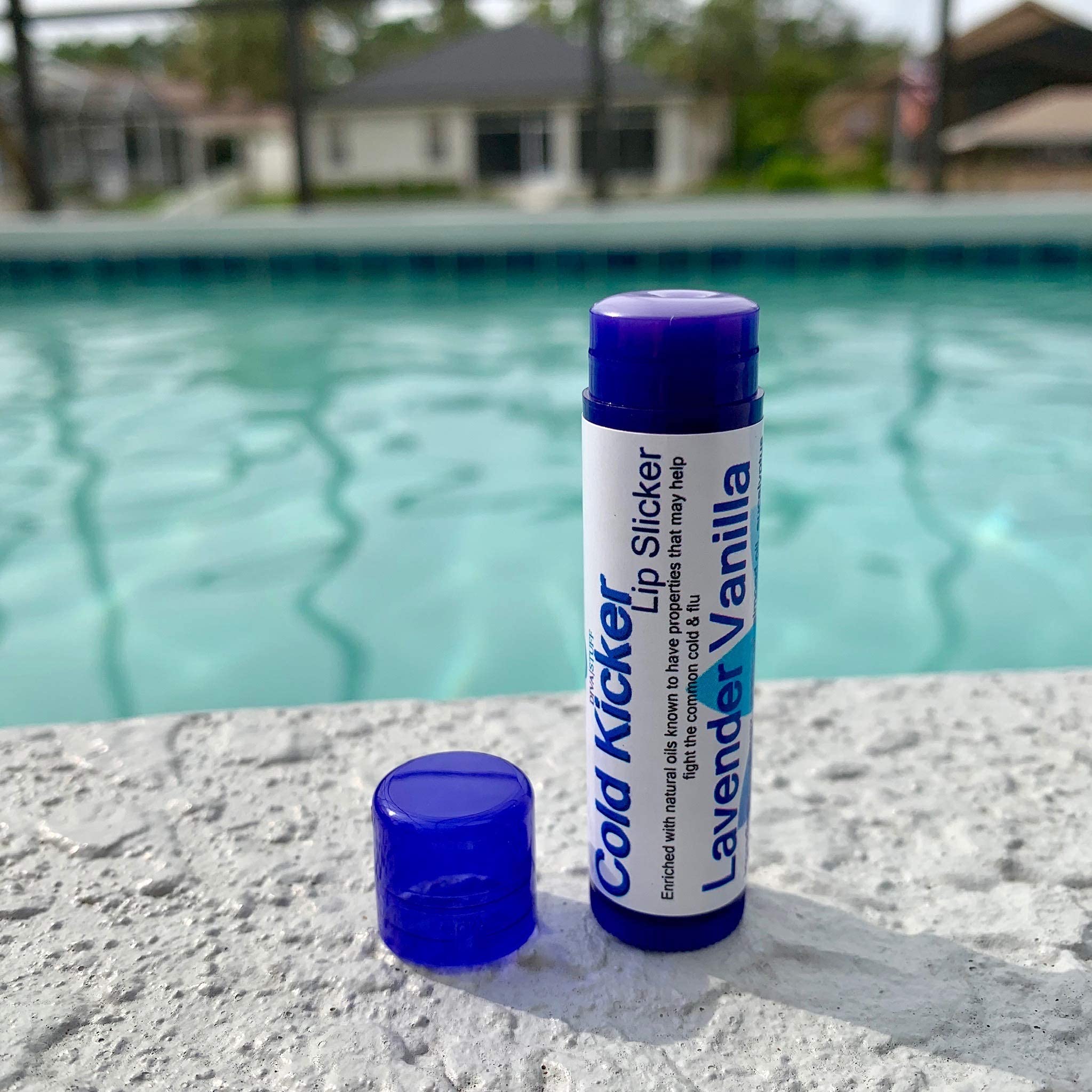 Diva Stuff Cold Kicker Lip Slicker - Lavender Vanilla Flavor Lip Balm for Dry, Chapped Lips | Soothing & Nourishing with Menthol | Perfect for Winter, Skiing & Outdoor Activities