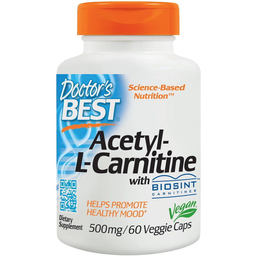 Doctor's Best Acetyl L-Carnitine 500mg with Biosint Carnitines - 60 Vegan Capsules for Energy, Brain Function & Weight Management - Supports Metabolism & Cognitive Health