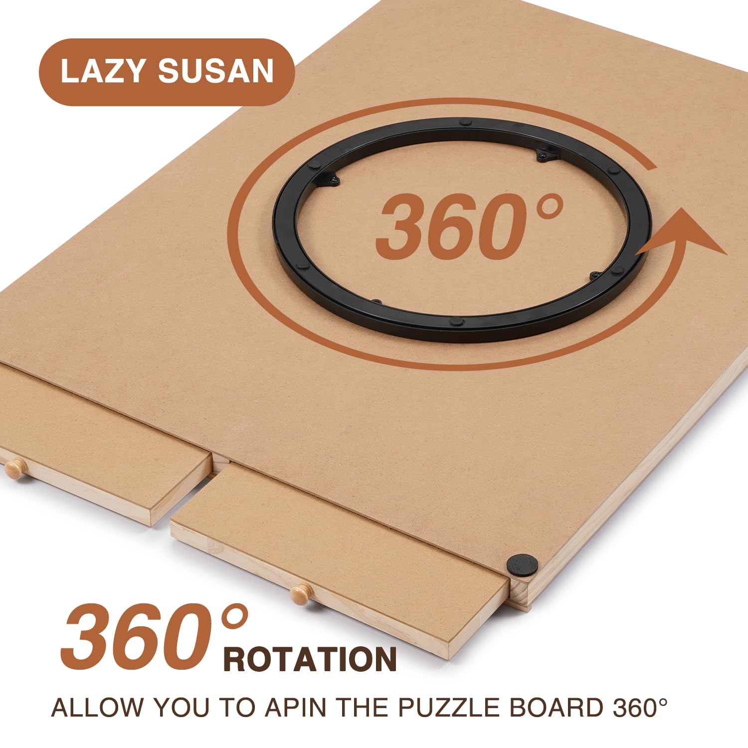 1500-Piece Wooden Puzzle Board with 4 Drawers - 36