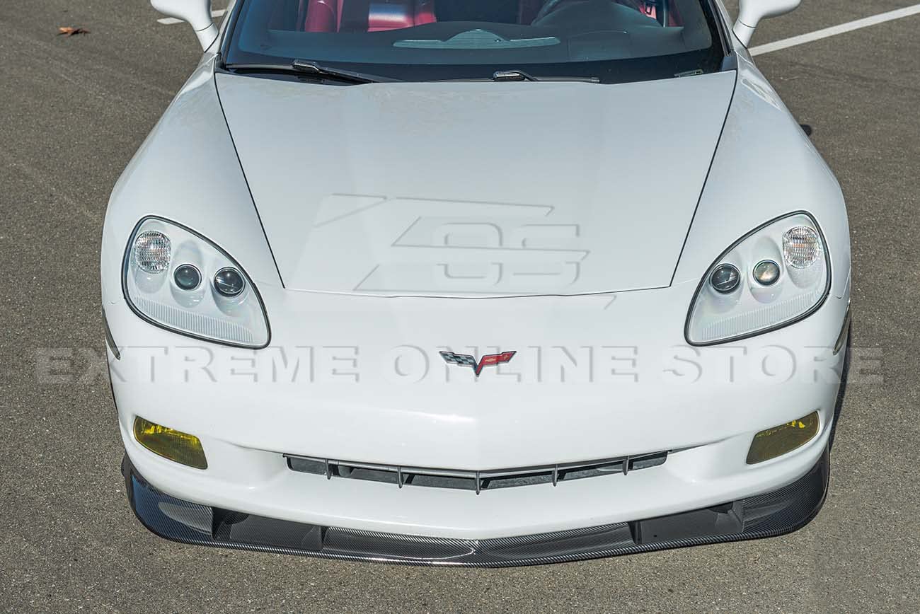 2005-2013 Chevrolet Corvette C6 Base & ZR1 Models Carbon Fiber Front Bumper Lip Splitter | ABS Plastic Hydro-Dipped | Enhanced Aerodynamics & Style for Street Racing & Car Shows