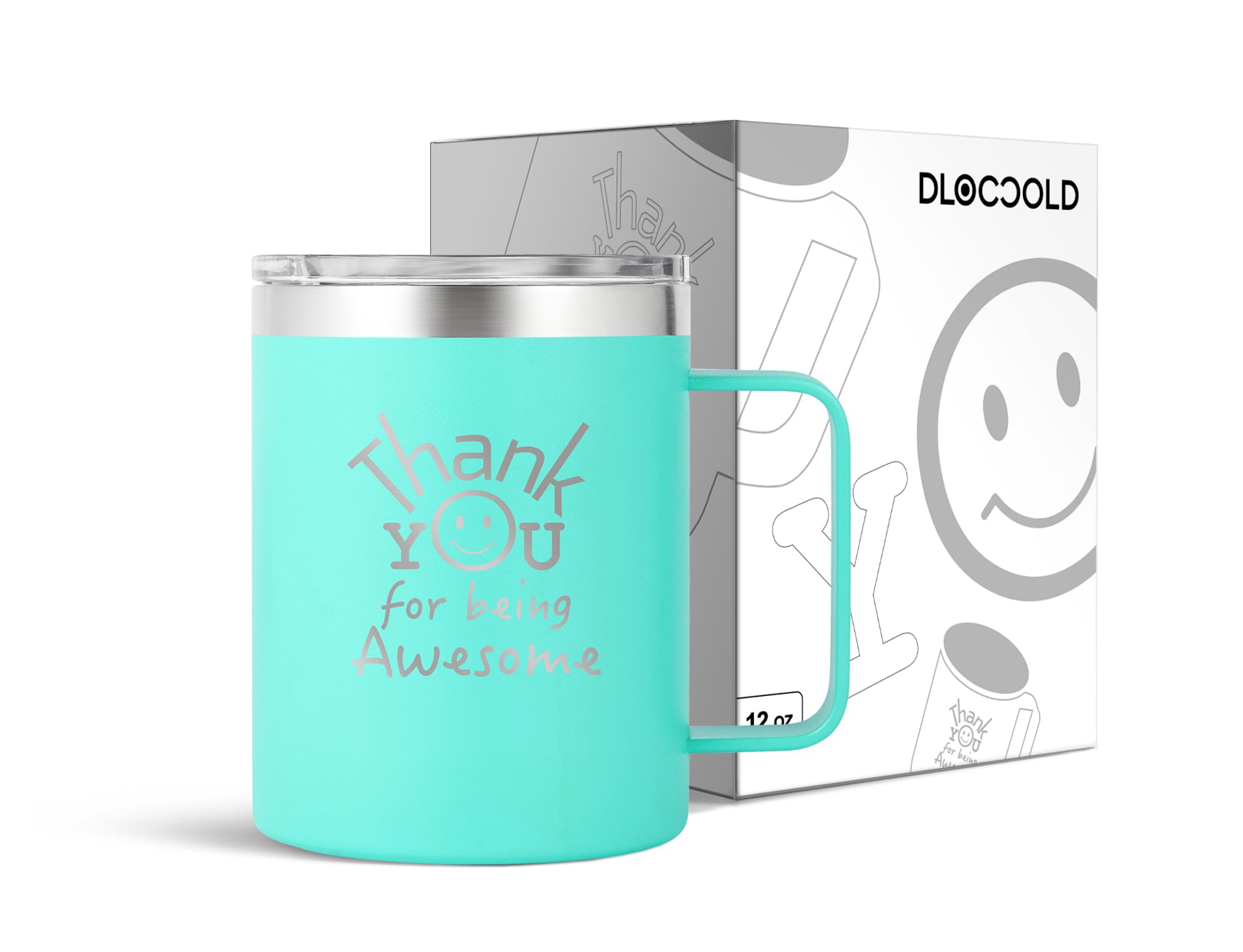 DLOCCOLD Inspirational Thank You Mug for Women - Motivational Coffee Cup for Coworkers, Employee Appreciation, Birthday & Valentine's Day Gifts - Perfect Office & Home Use - Blue Ceramic Mug
