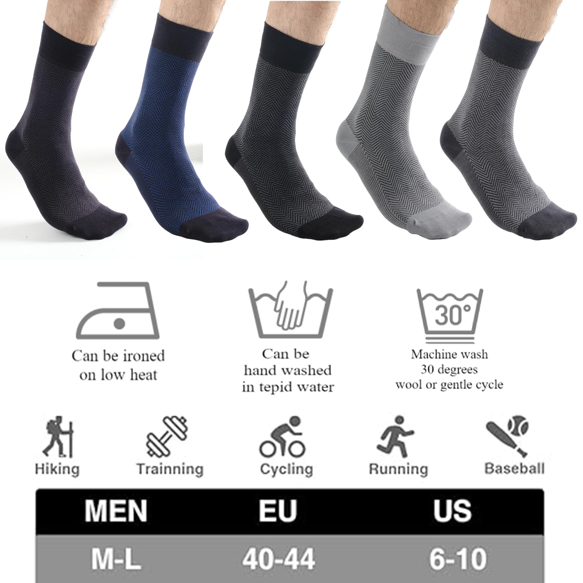 Premium Men's Dress Socks - 5 Pairs Rayon Bamboo Crew Socks for Business & Casual Wear - Breathable Comfort Socks with Gift Box - Ideal for Office, Weddings & Daily Use - Perfect Gift for Men