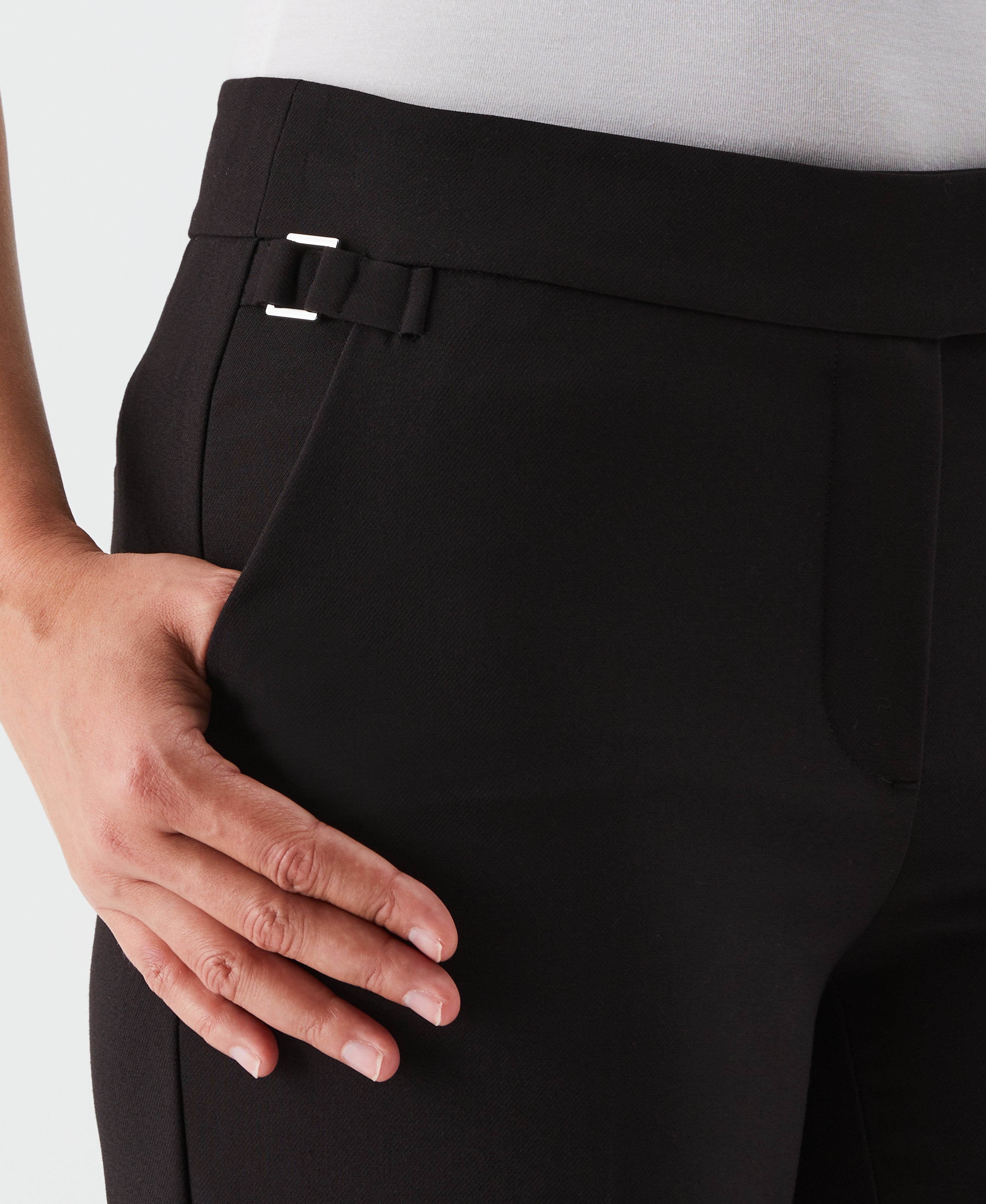 Straight Leg Tab Pants for Women - High Waisted Comfortable Work Pants - Office & Business Casual Wear