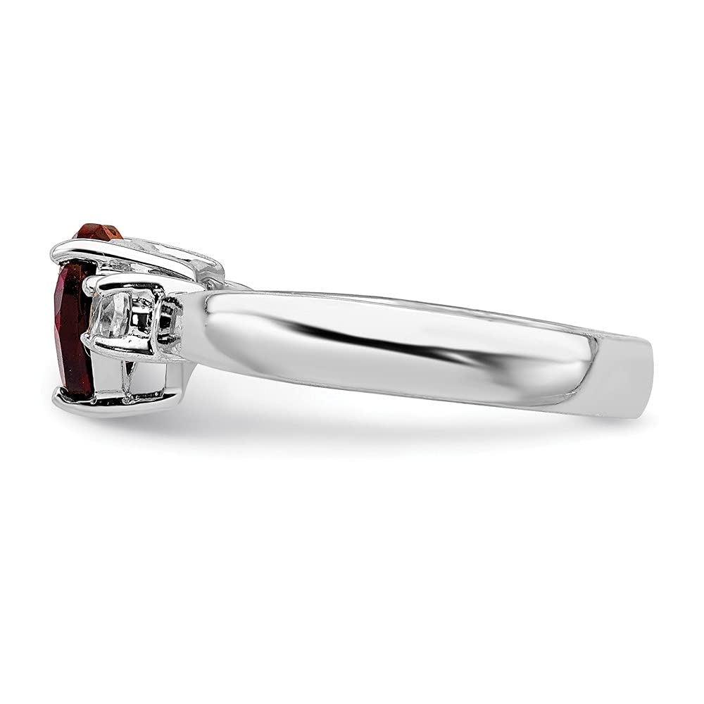 925 Sterling Silver Heart Garnet & White Topaz Ring for Women - Dainty Valentine's Day Gift, Anniversary Jewelry, Birthday Present for Her - Perfect for Romantic Occasions & Special Moments