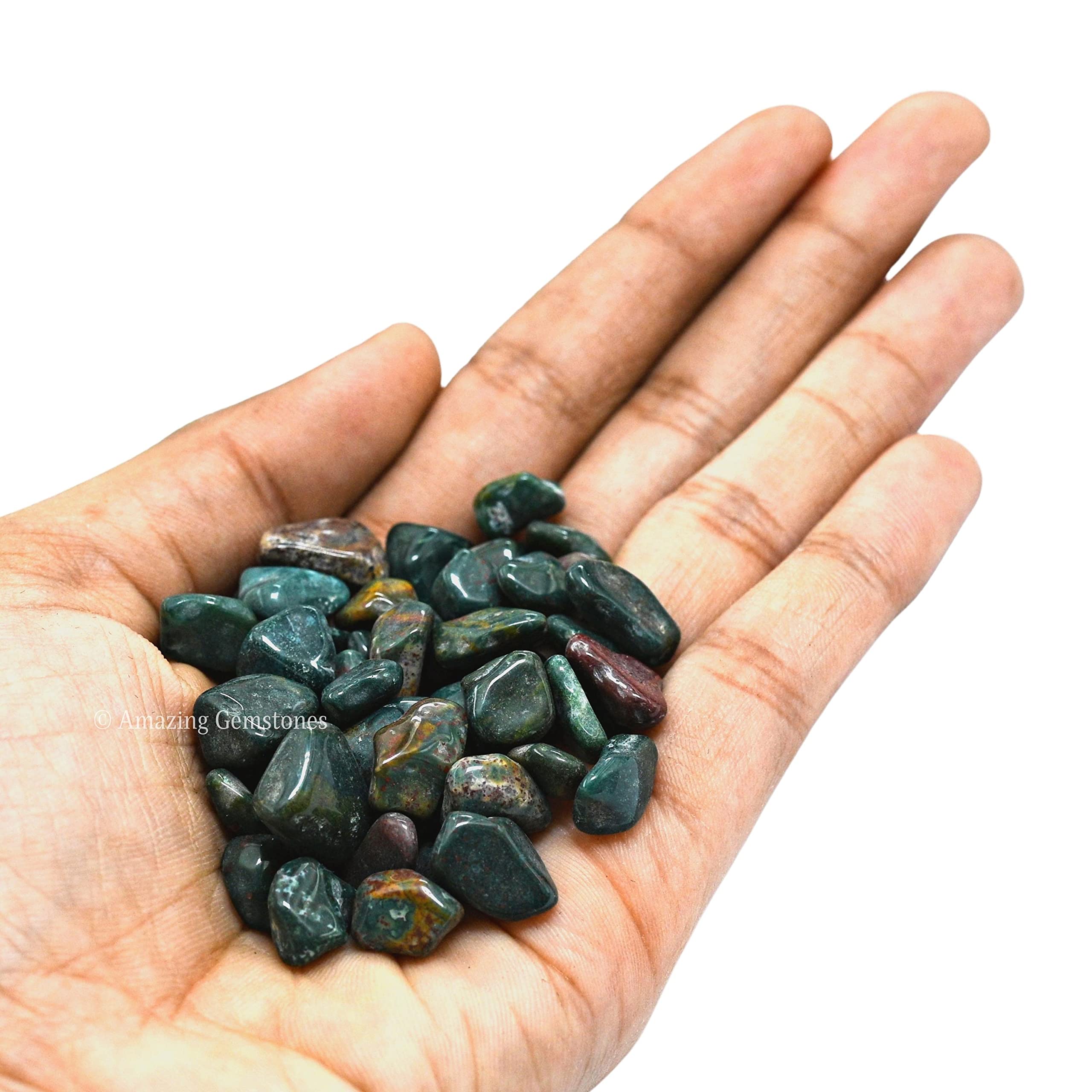 Natural AAA Grade Bloodstone Crystal Chips - 1000+ Carat Bulk Aquarium Gravel Rocks for Fish Tank Decoration | Small Tumbled Stone Chips & Tiny Crystals | Perfect for Home Aquascaping, Zen Gardens, and Crystal Healing Displays