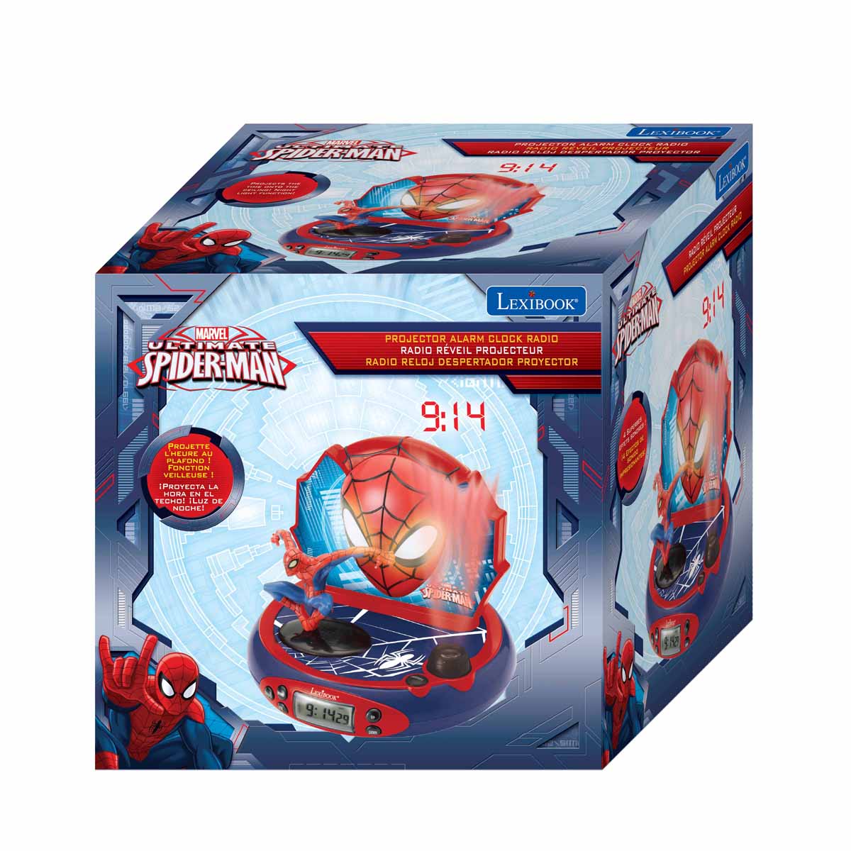 3D Spider-Man Projector Clock with Superhero Sounds - Cool LED Night Light for Kids Room, Bedroom Decor & Marvel Gifts for Boys