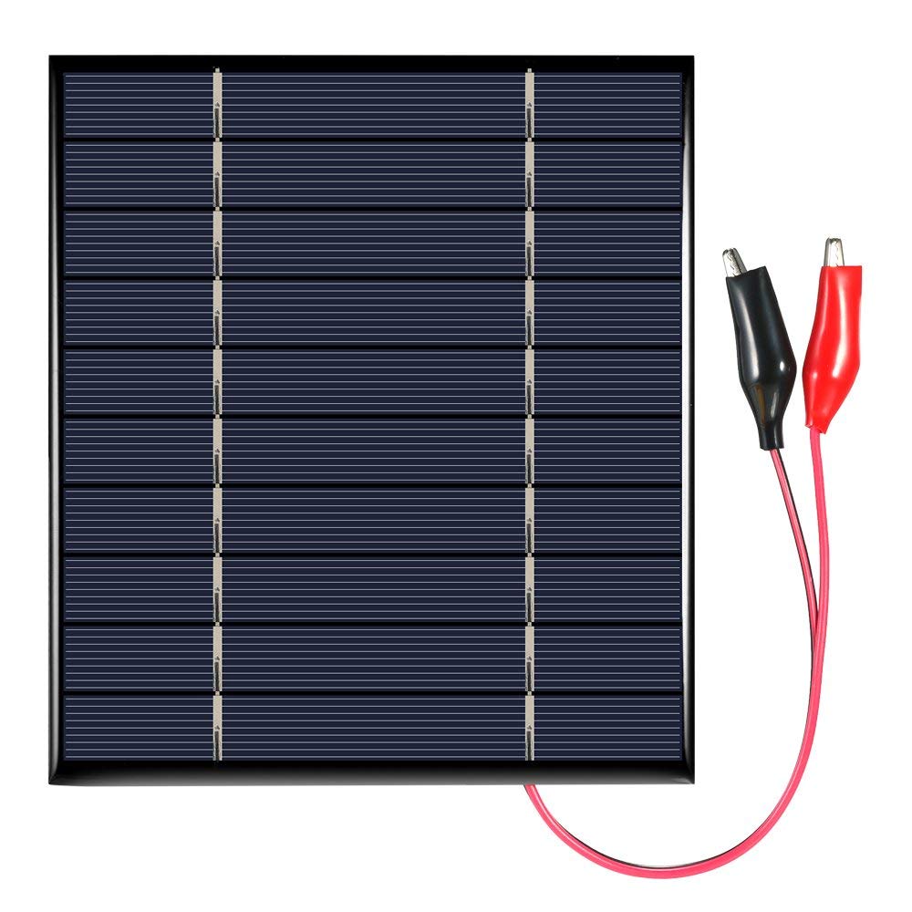 Decdeal 2.5W 5V Polycrystalline Solar Panel with Alligator Clips - DIY Solar Charger for Phones, Camping, Emergency Power & Outdoor Activities