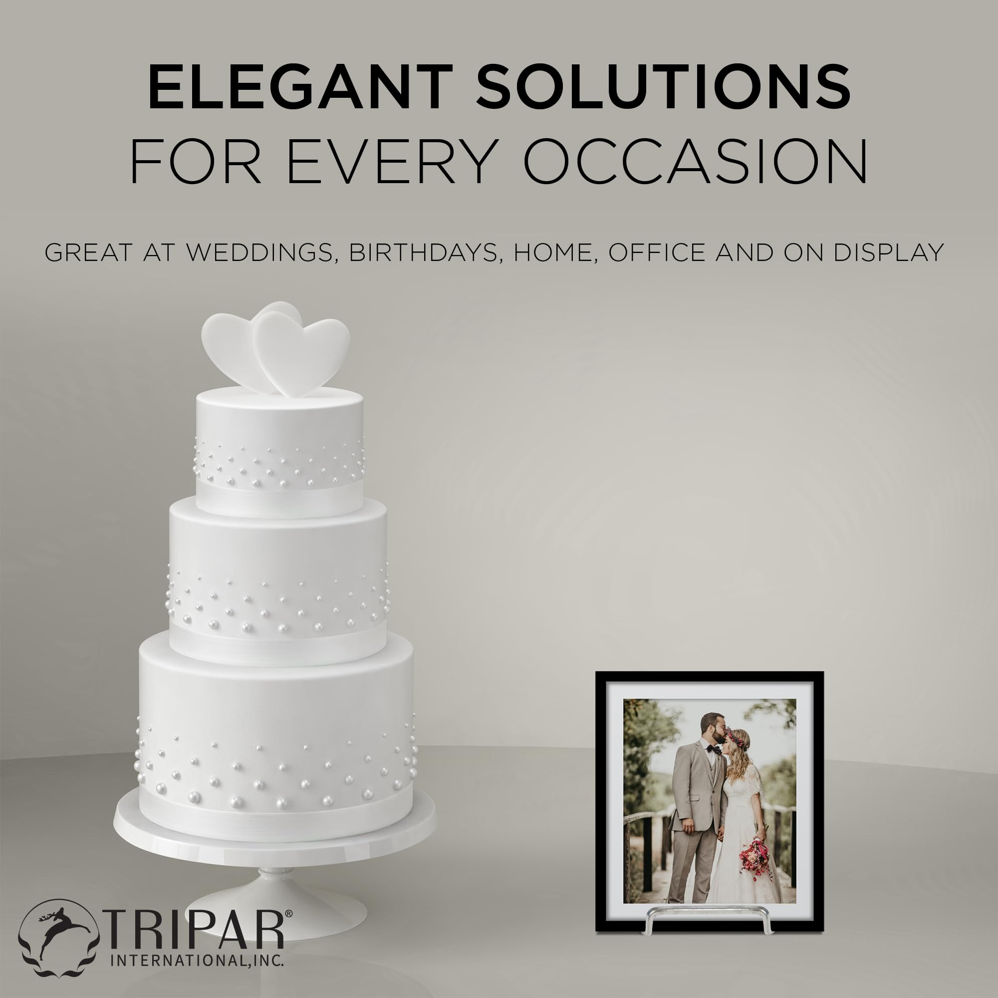 TRIPAR 6 Inch Silver Metal Square Wire Easel Display Stand for Plates, Artwork, Picture Frames - Perfect for Home Decor, Gallery Exhibits, and Retail Displays