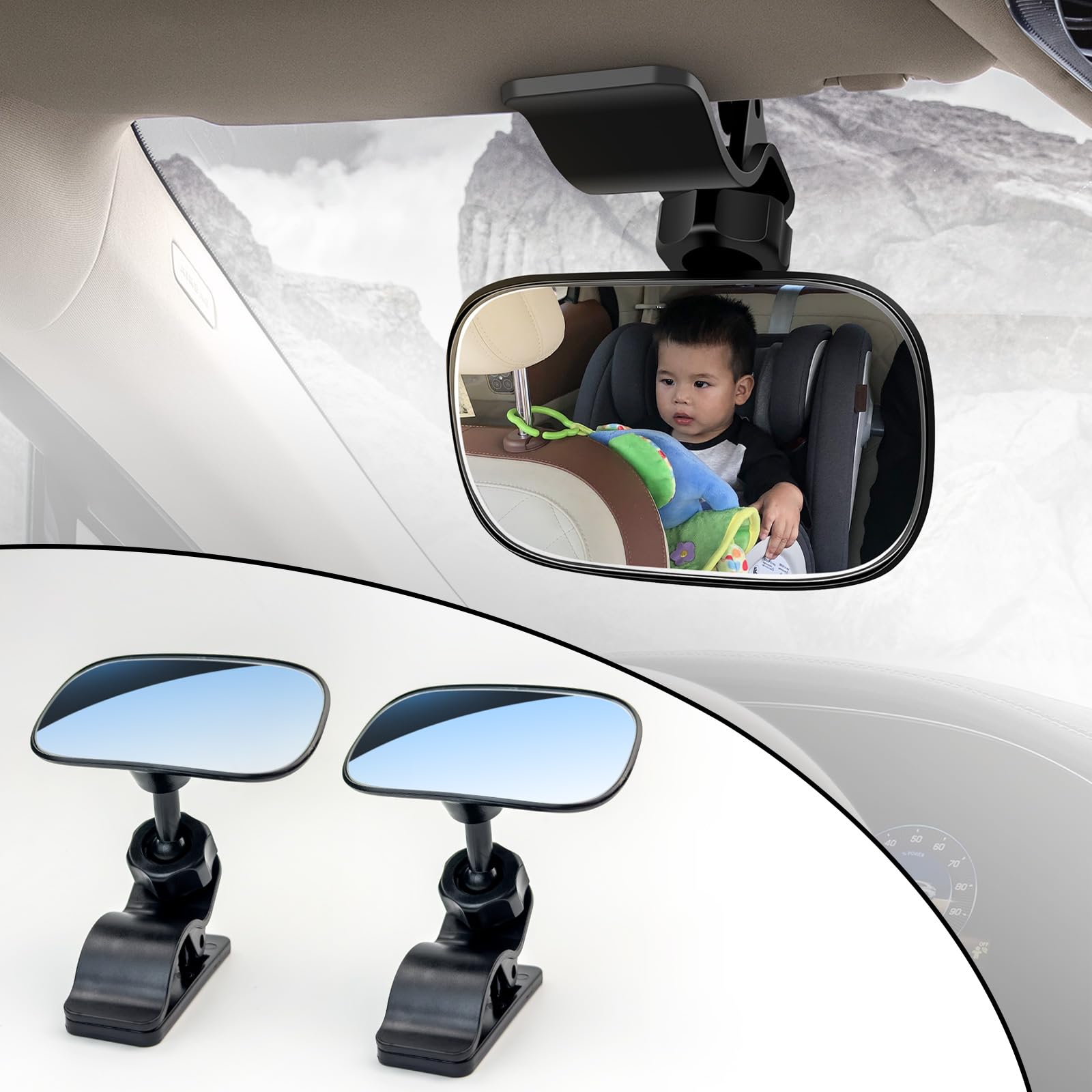 Baby Car Mirror for Rear Seat - Safe Adjustable 2-Pack for Children & Pets - Perfect for Travel, Road Trips, and Pet Safety in Vehicles