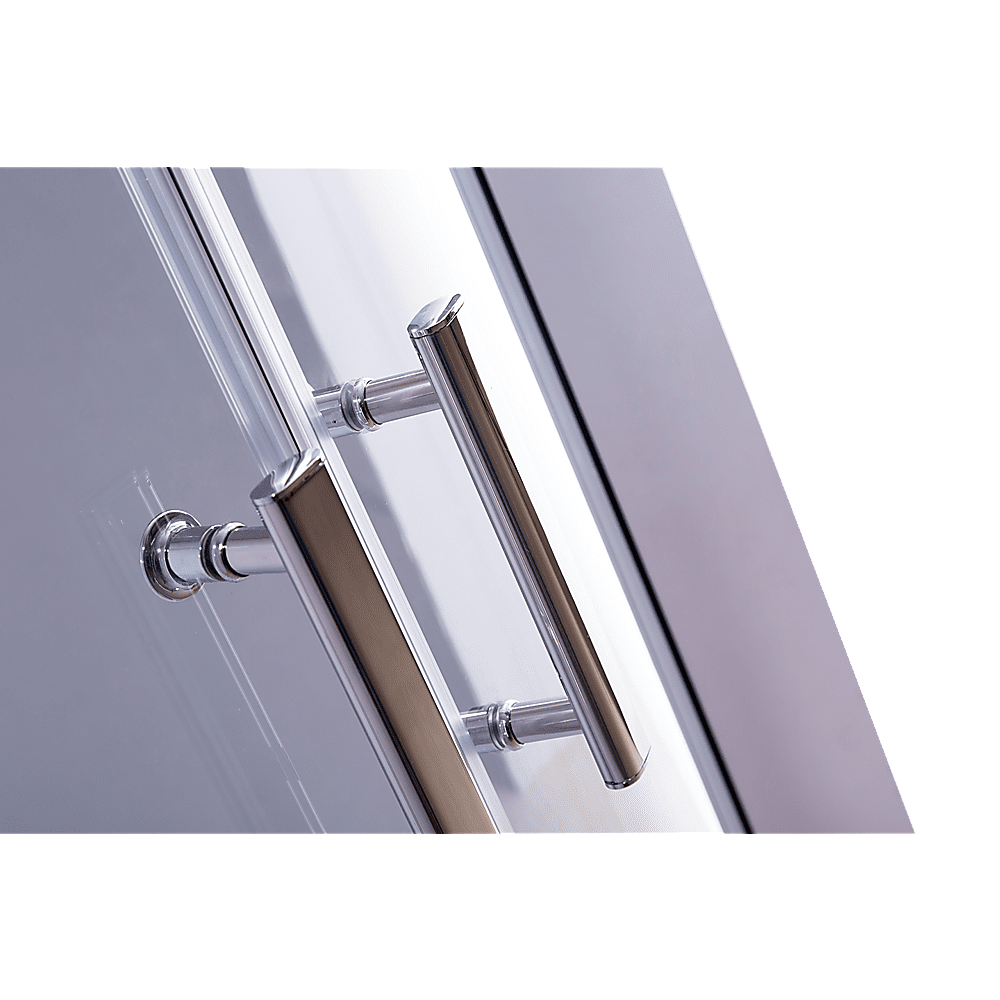 6mm Chrome Curved Shower Screen - 100x100cm Rounded Sliding Glass Door with Black Base for Modern Bathroom & Spa Style Showers