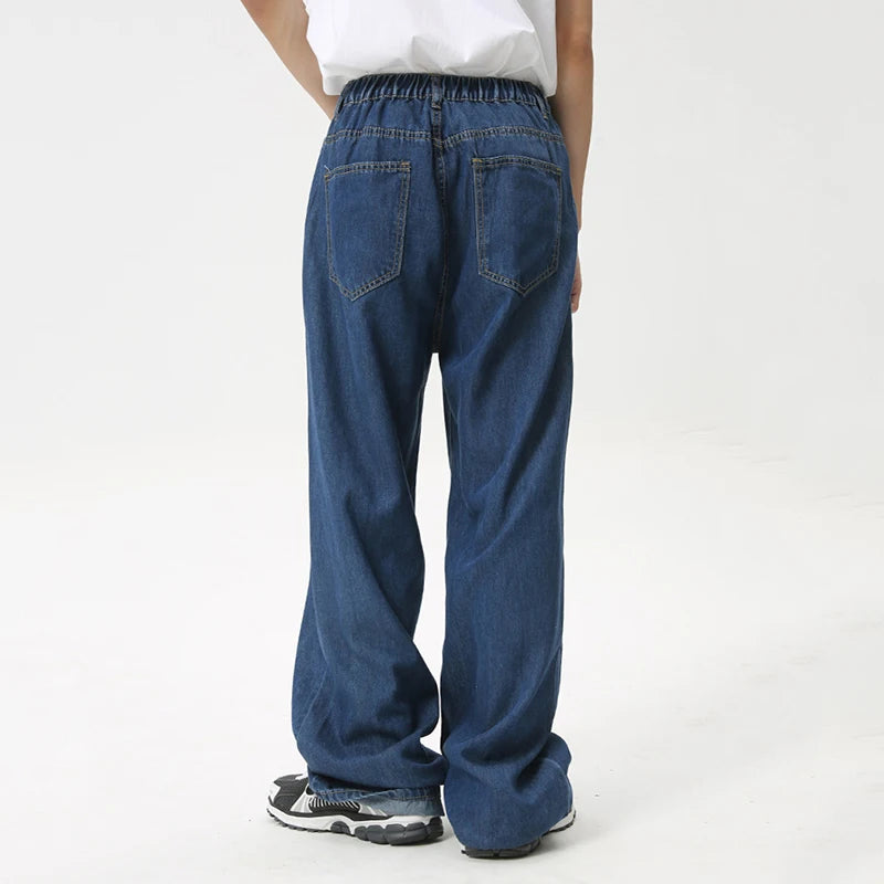 American Style Casual Men's Denim Pants - Loose Fit Wide Leg Jeans for Men | Summer & Fall Fashion Trendy Trousers | Perfect for Streetwear, Daily Wear and Casual Outings