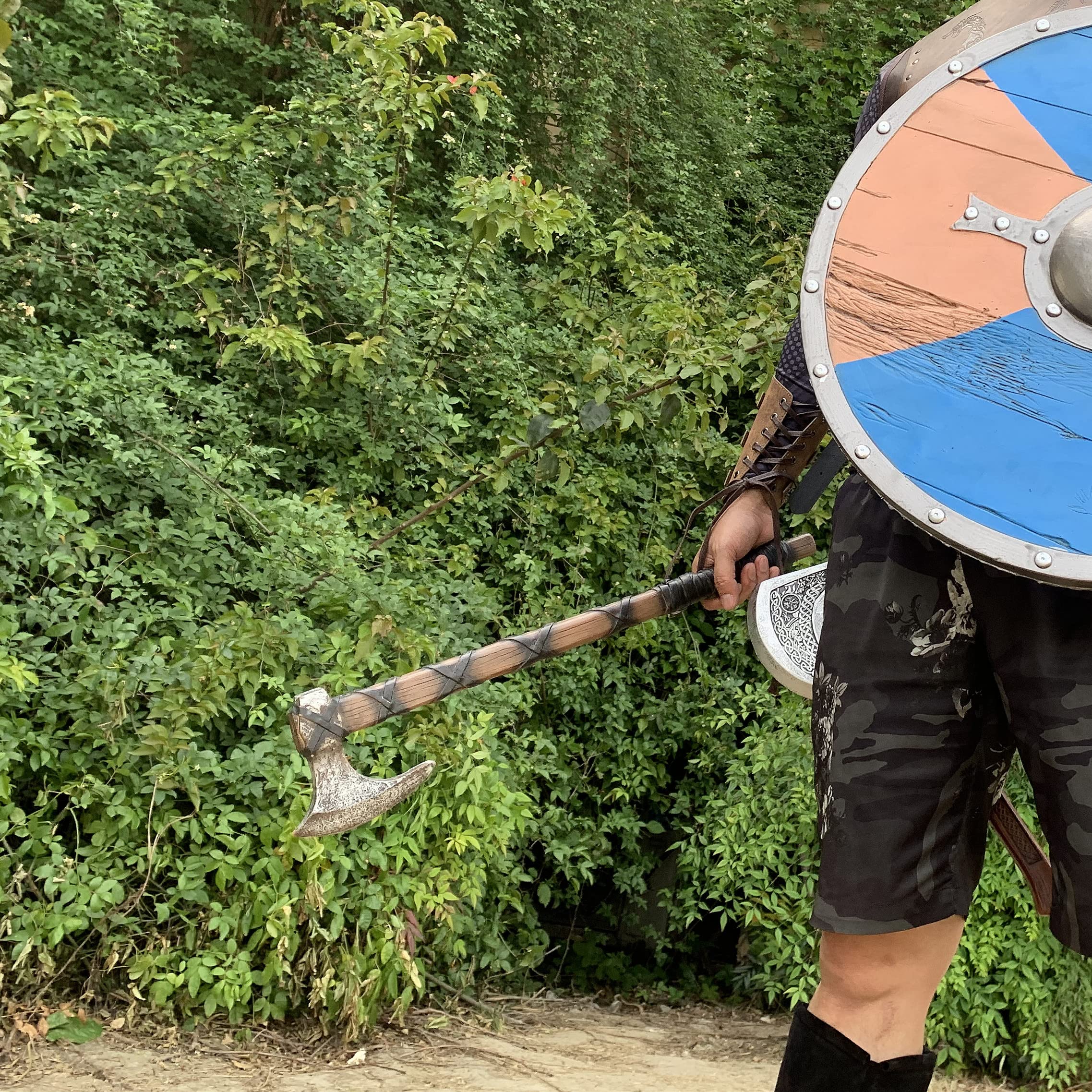LOOYAR PU Foam Viking Axe - Medieval Battle Weapon Toy for Adults | Berserker Warrior Costume Accessory | Halloween Cosplay, LARP, Battle Play & Historical Reenactment