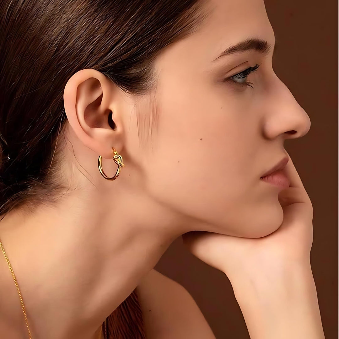 Elegant Gold Knot Hoop Earrings for Women - Minimalist Everyday Jewelry Gift | Perfect for Daily Wear, Office, and Special Occasions