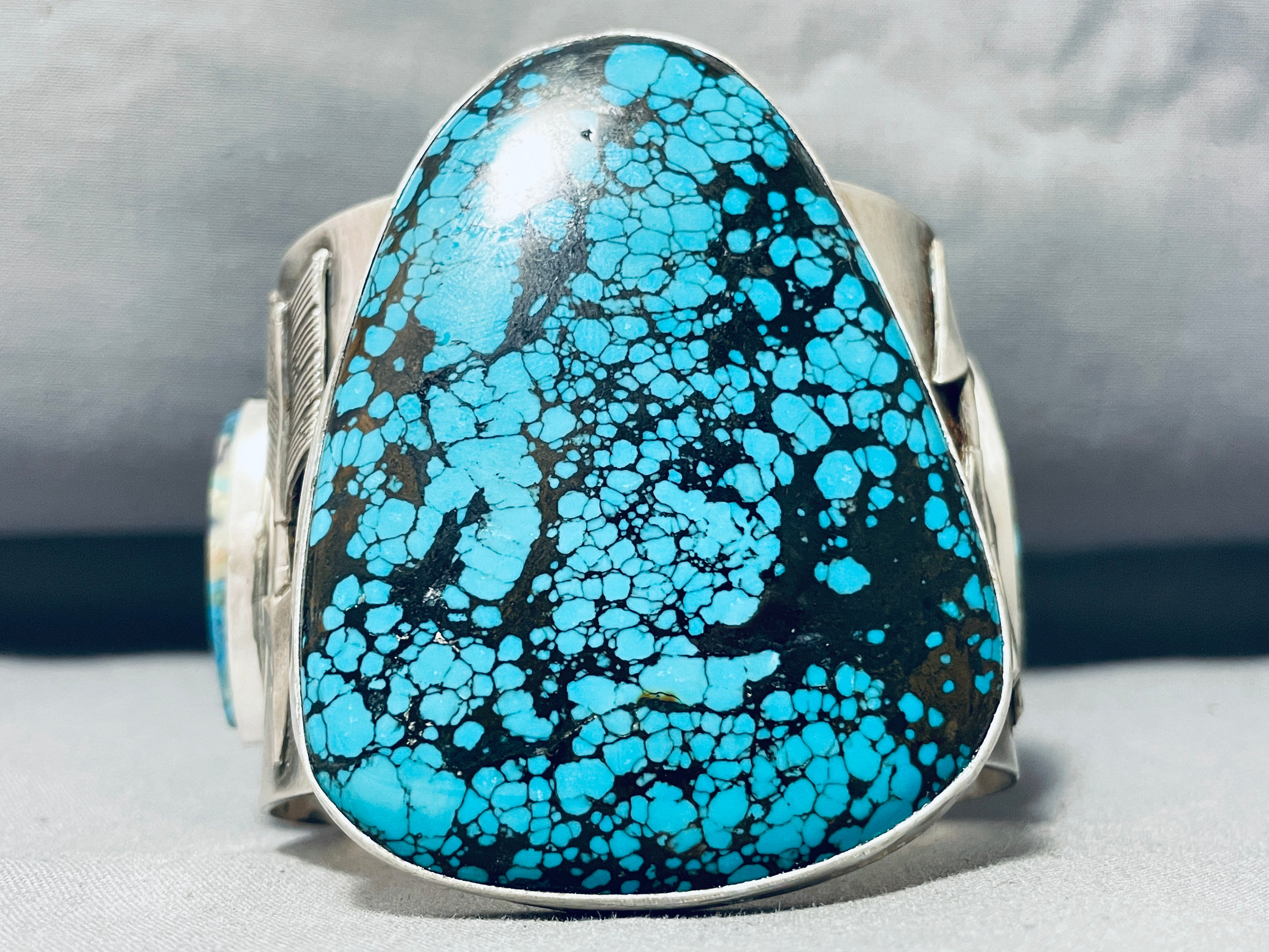 152 Gram Intense Spiderweb Turquoise Native American Navajo Sterling Silver Bracelet - Handmade Southwest Jewelry for Women, Boho Fashion Accessory, Gift for Her