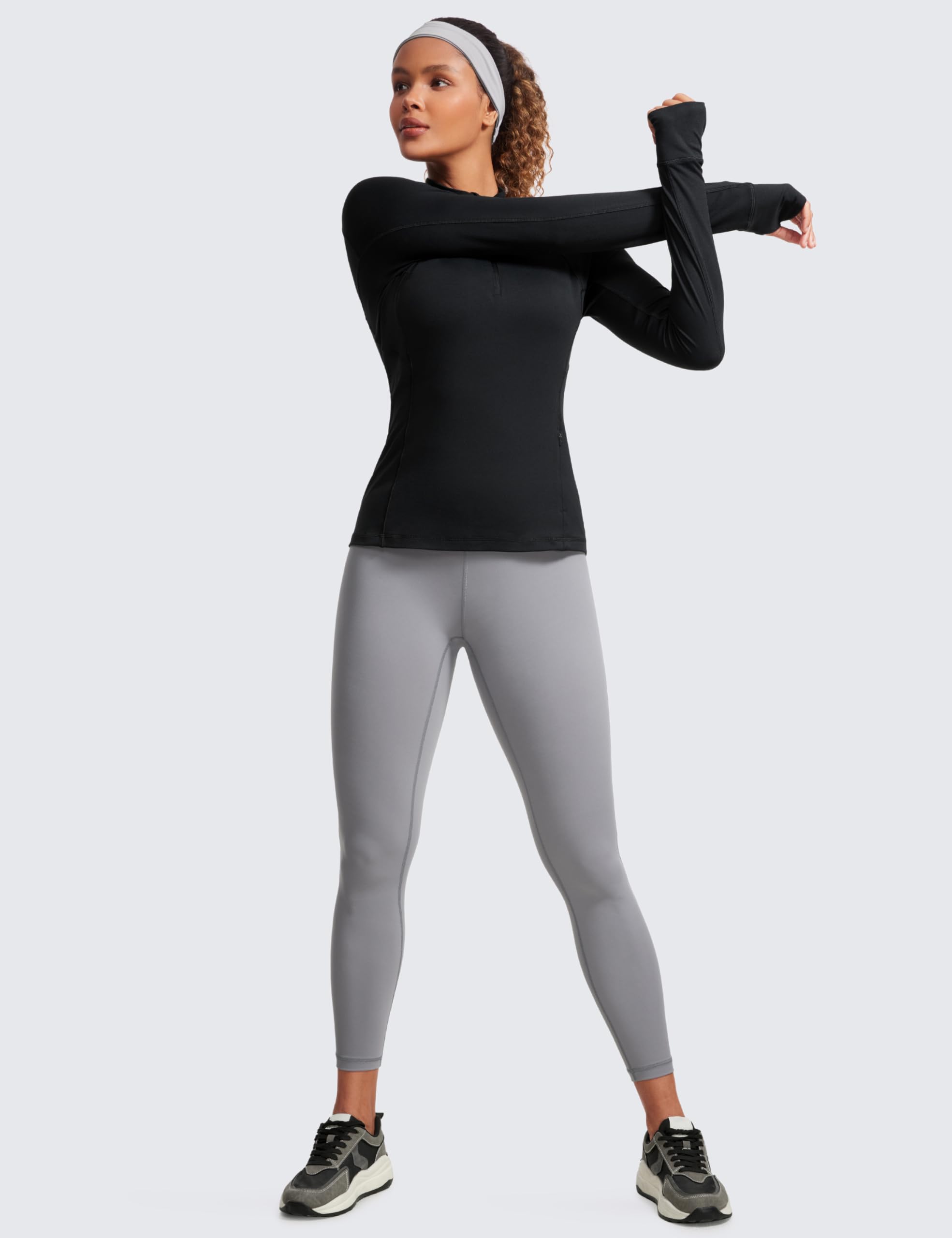 CRZ YOGA Women's Half Zip Long Sleeve Pullover - Slim Fit Workout & Yoga Athletic Top with Thumbholes - Perfect for Gym, Running, Pilates and Outdoor Activities