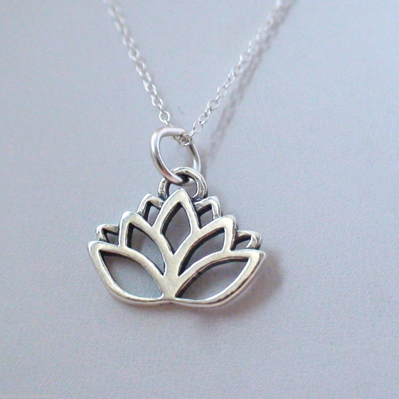 Sterling Silver Lotus Flower Necklace with Mandala Pendant - Coexist & OM Charm on 18