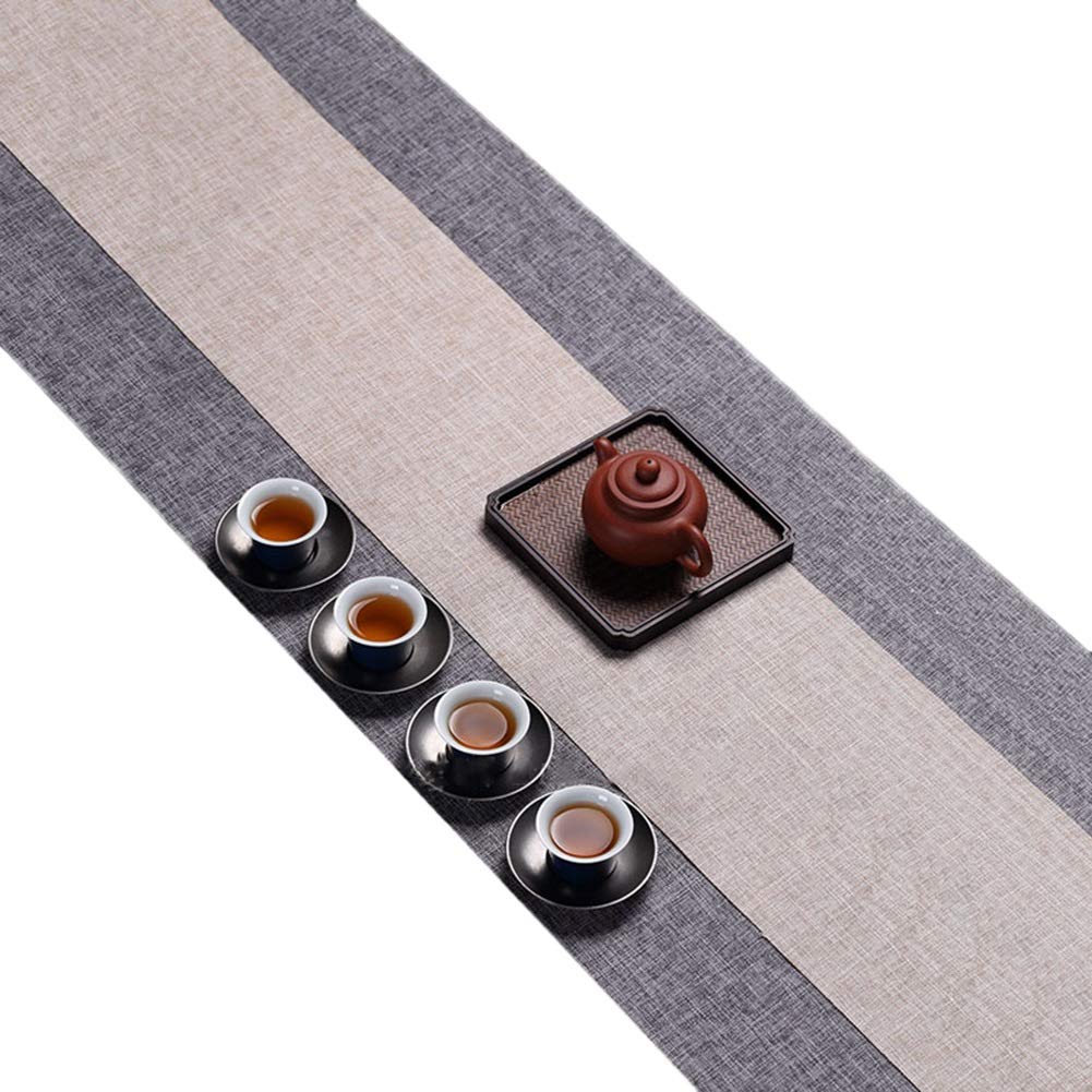 Premium Flax Waterproof Table Runner - Heat Resistant Dining Table Decor, Washable Solid Color Table Flag for Living Room & Kitchen, Dresser Scarf (210×40cm+210×20cm) - Perfect for Holiday Dinners, Parties & Home Styling