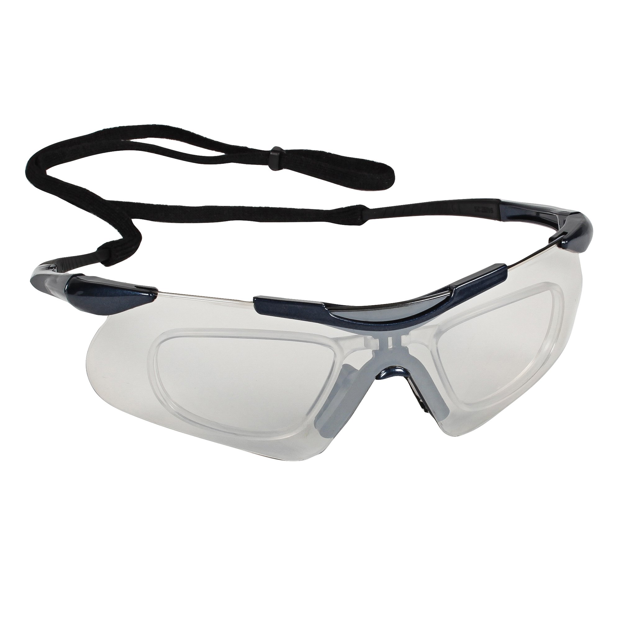 KleenGuard Nemesis Safety Glasses with Rx Inserts (38507) - OTG Protective Eyewear, Anti-Fog Lenses for Indoor & Outdoor Use, Metallic Blue Frame - 12 Pairs/Case - Ideal for Construction, Lab Work & DIY Projects