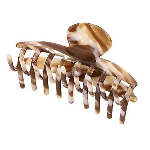 Dorakitten Large Modern Fashion Hair Claw Clips - 2PCS Acrylic Interlocking Teeth Ponytail Holders for Women, Elegant Bathroom Hair Grips (Perfect for Home, Office & Travel)