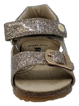 Falcotto Girls' Bea Glossy Open Toe Sandals - Platinum | Comfortable Kids' Summer Shoes for Beach, Pool & Outdoor Play