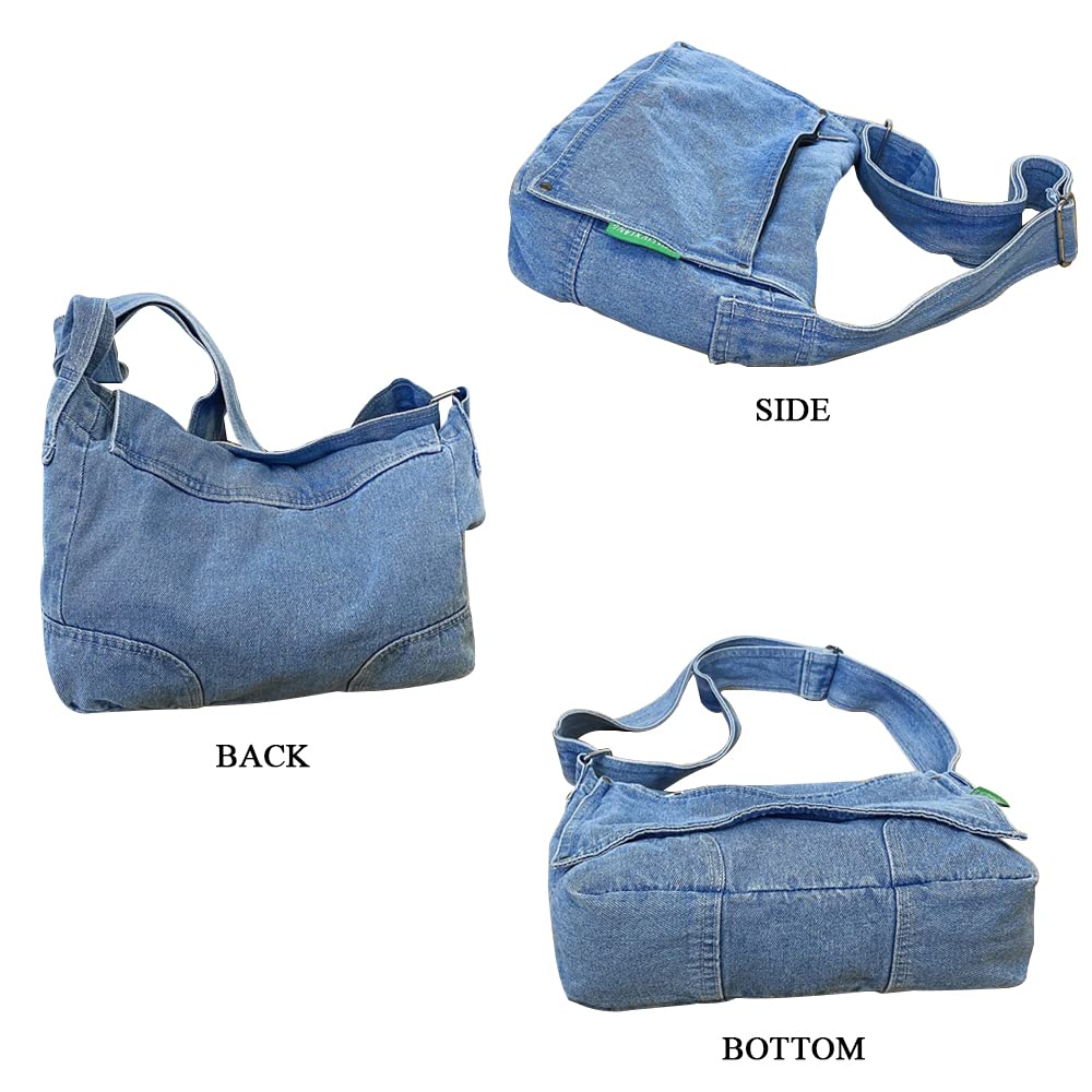 Women's Fashion Denim Crossbody Bag - Large Capacity Tote Shoulder Bag with Wide Strap for Work, Shopping & Travel | Perfect for Daily Commute, Office & Weekend Outings