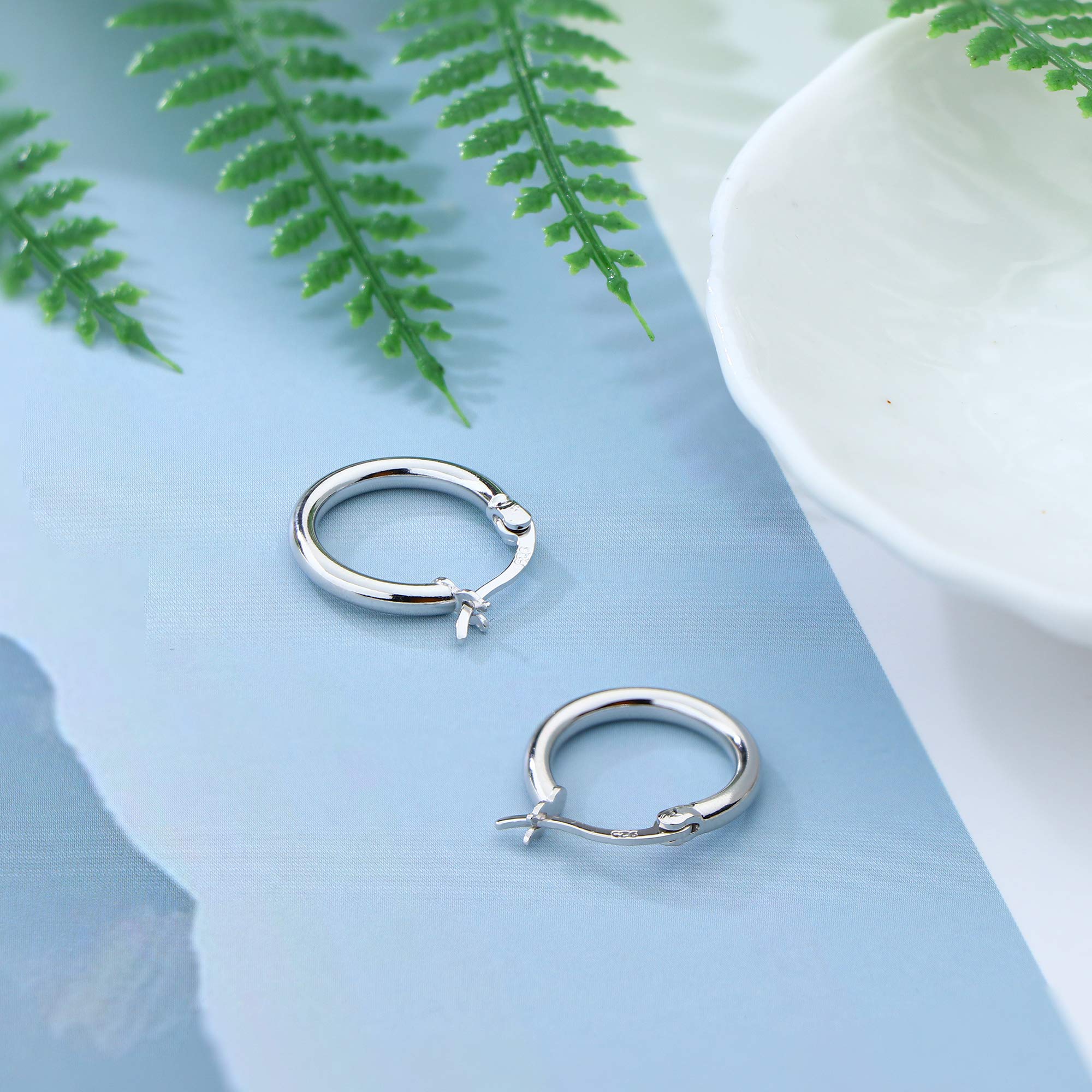 3 Pairs Sterling Silver Round Hoop Earrings for Women - Lightweight Click-Top Hypoallergenic Hoops 10-20mm | Perfect for Everyday Wear, Office & Special Occasions