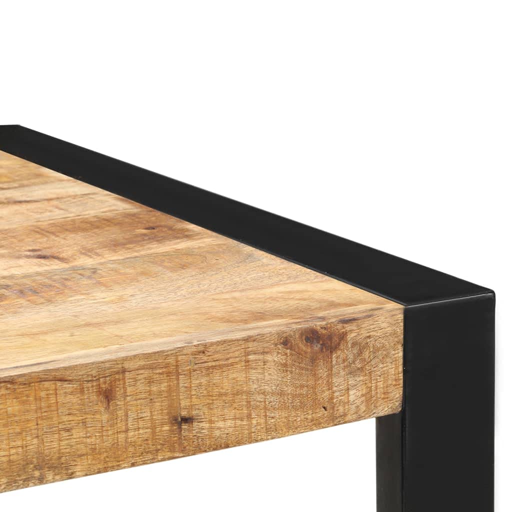 Industrial Design Bar Table with Sturdy Metal Frame, Solid Mango Wood Dining Table, 23.6