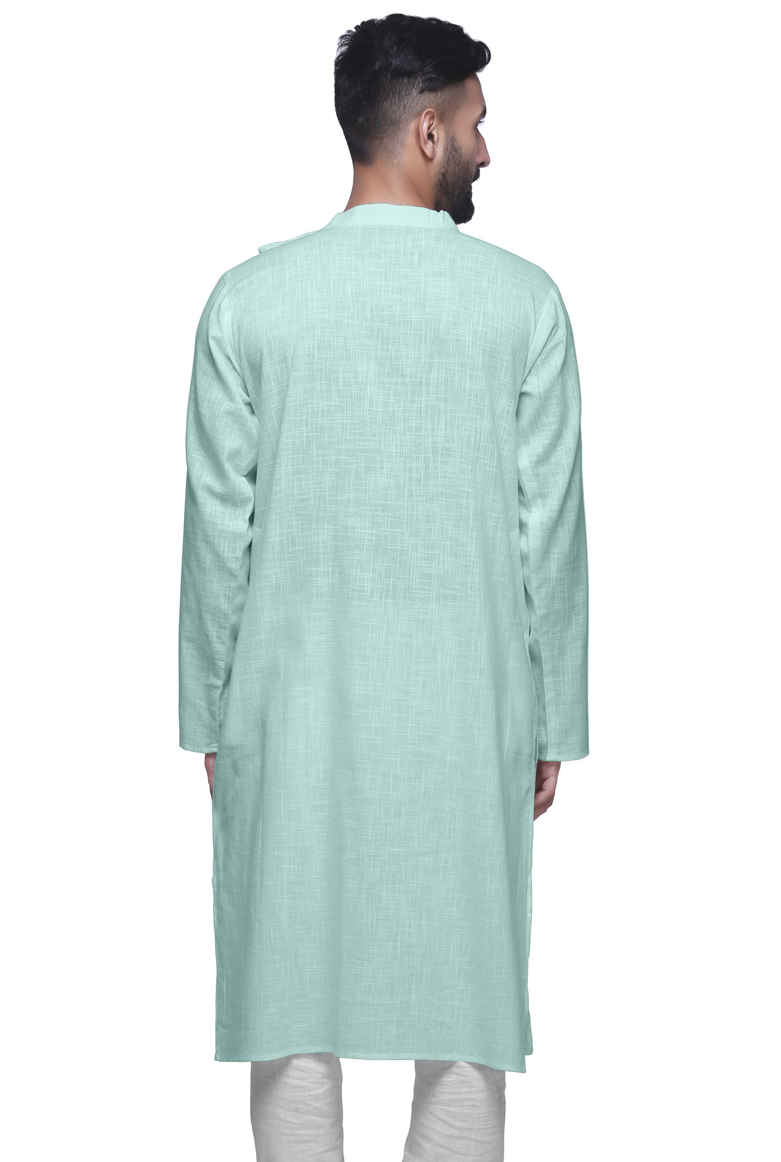 Atasi Men's Long Sleeve Kurta - Solid Satin Slub Design, Elegant Long Kurta Shirt for Festive Occasions & Weddings