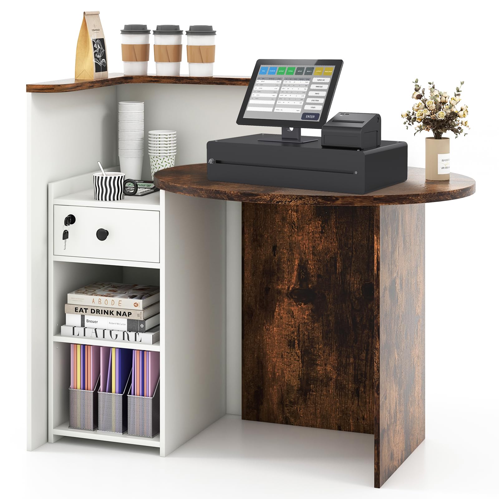 Giantex Reception Desk with Lockable Drawer - 63