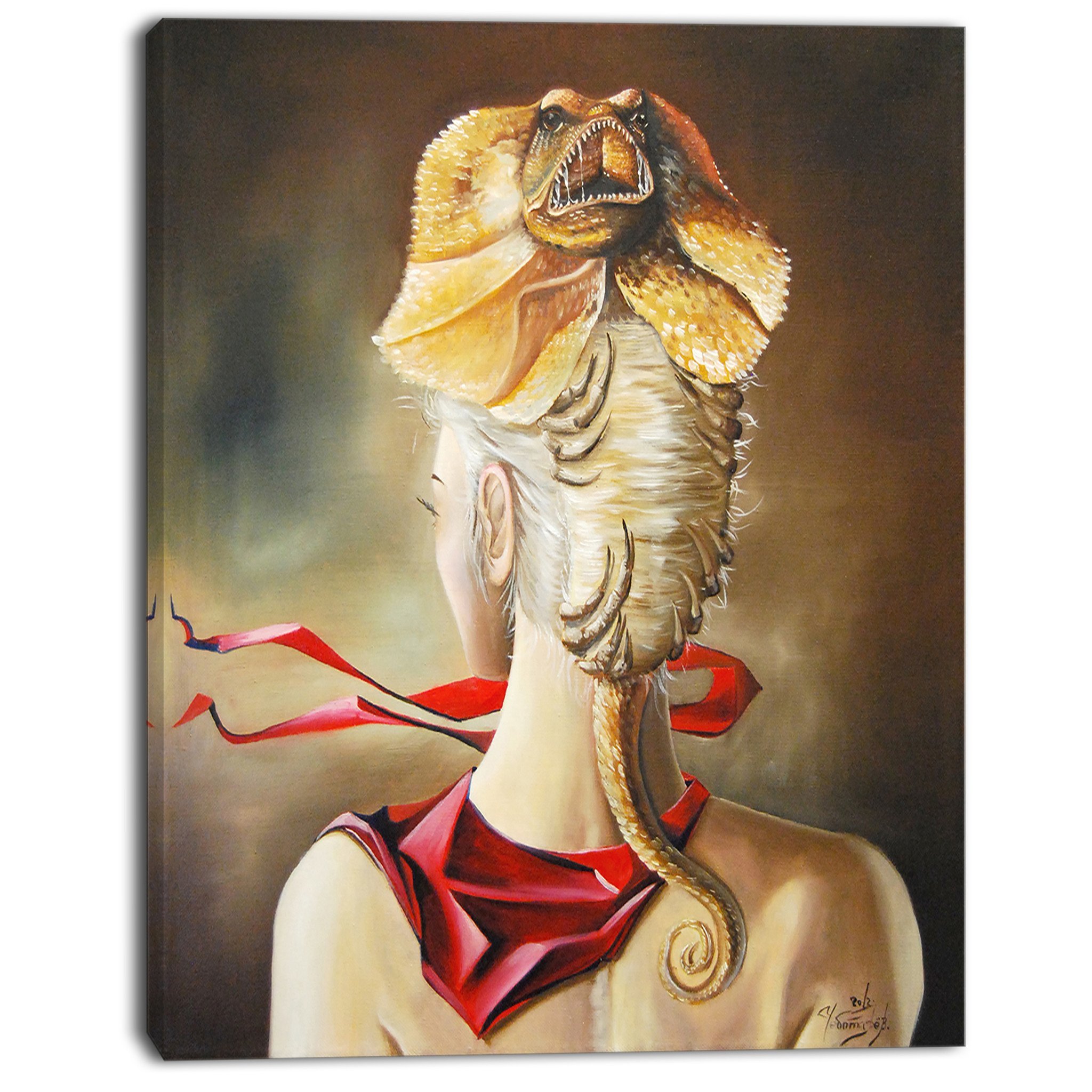 Designart Surreal Hat Girl Portrait - Modern Digital Art Canvas Print 30x40 - Perfect for Living Room, Bedroom & Office Wall Decor