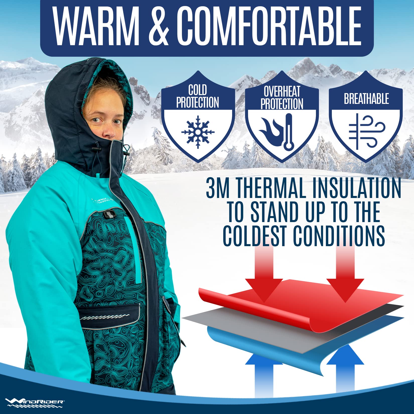 WindRider Unisex Insulated Waterproof Ice Fishing Suit Set - Thermal Bib Overalls & Jacket for Men & Women - Extreme Cold Weather Gear for Ice Fishing, Snowmobiling & Winter Outdoor Activities