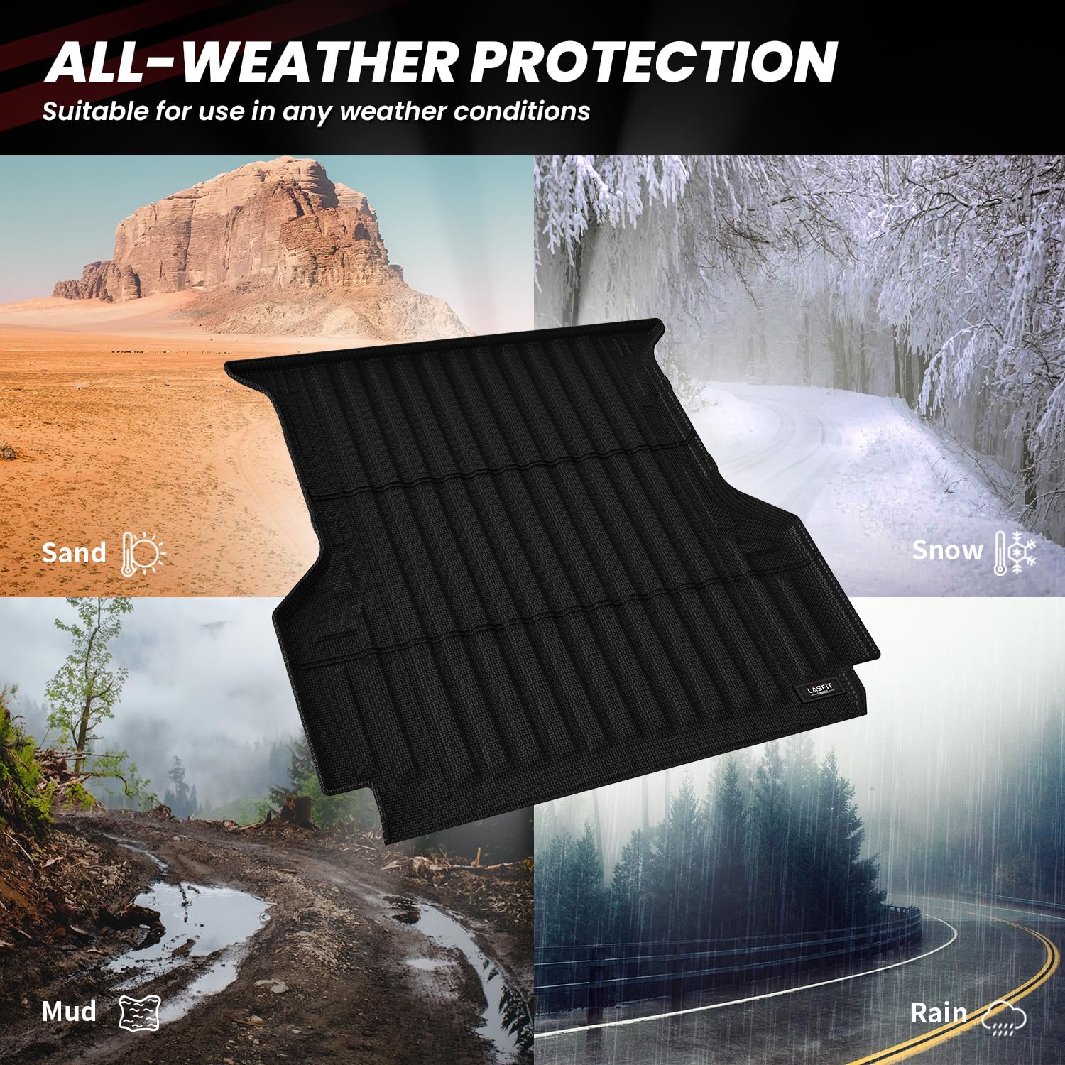 LASFIT TPE All-Weather Truck Bed Mat for Ford Ranger 5FT (59.6