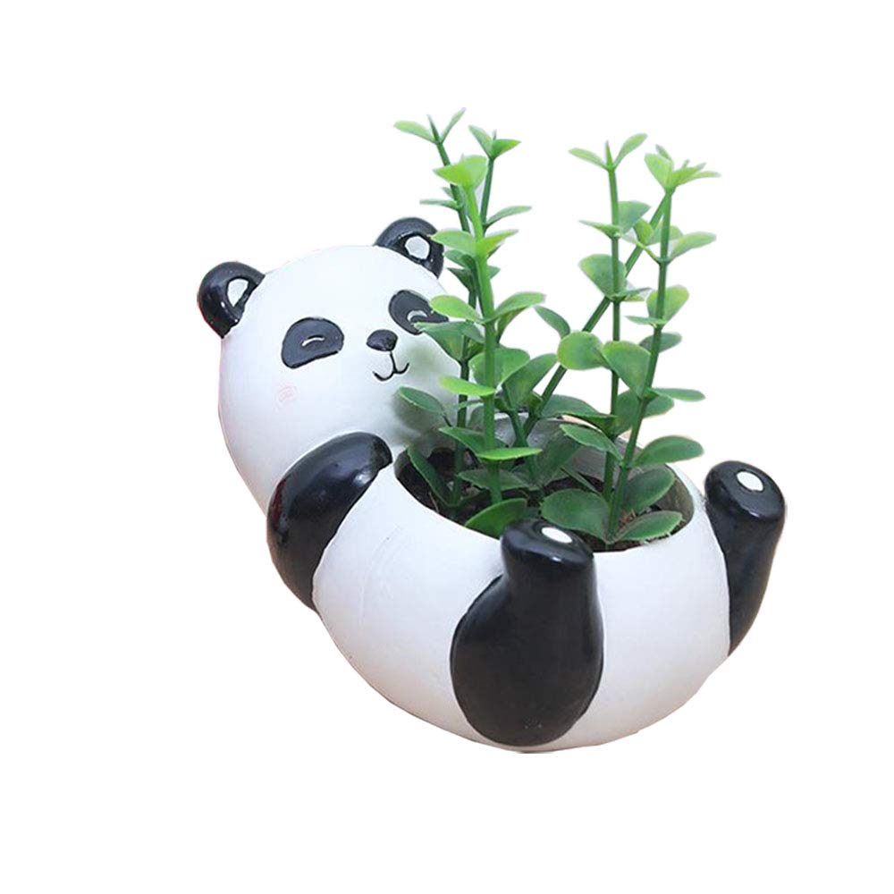Adorable Panda Flower Pot - Small Resin Succulent Planter with Cute Animal Design - Perfect Desk Decor for Home & Office Plants