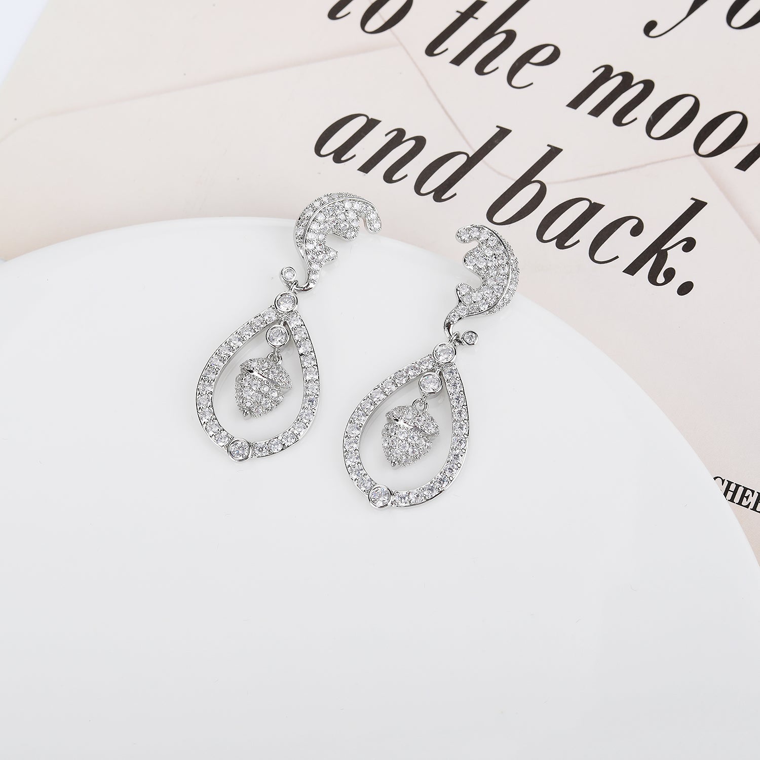 Princess Kate Middleton Inspired Cubic Zirconia CZ Dangle Earrings for Women - Wedding, Bridal, Prom Jewelry - Elegant Gift for Her - Perfect for Special Occasions & Evening Events