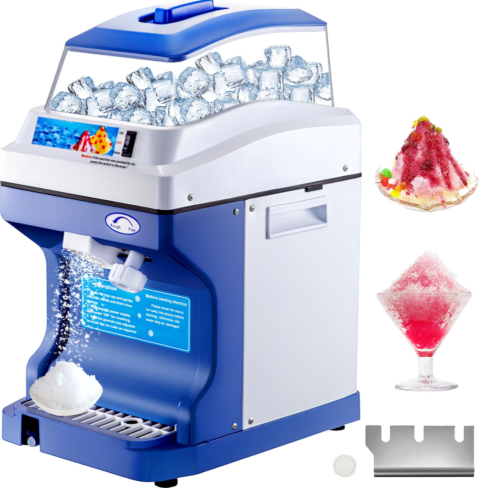 Happybuy 110V Commercial Ice Shaver Crusher - 441LBS/H Heavy Duty Electric Snow Cone Maker with 11LBS Hopper, 300W for Parties, Events, Snack Bars, Restaurants & Home Use - Perfect for Summer Treats, Cocktails & Desserts