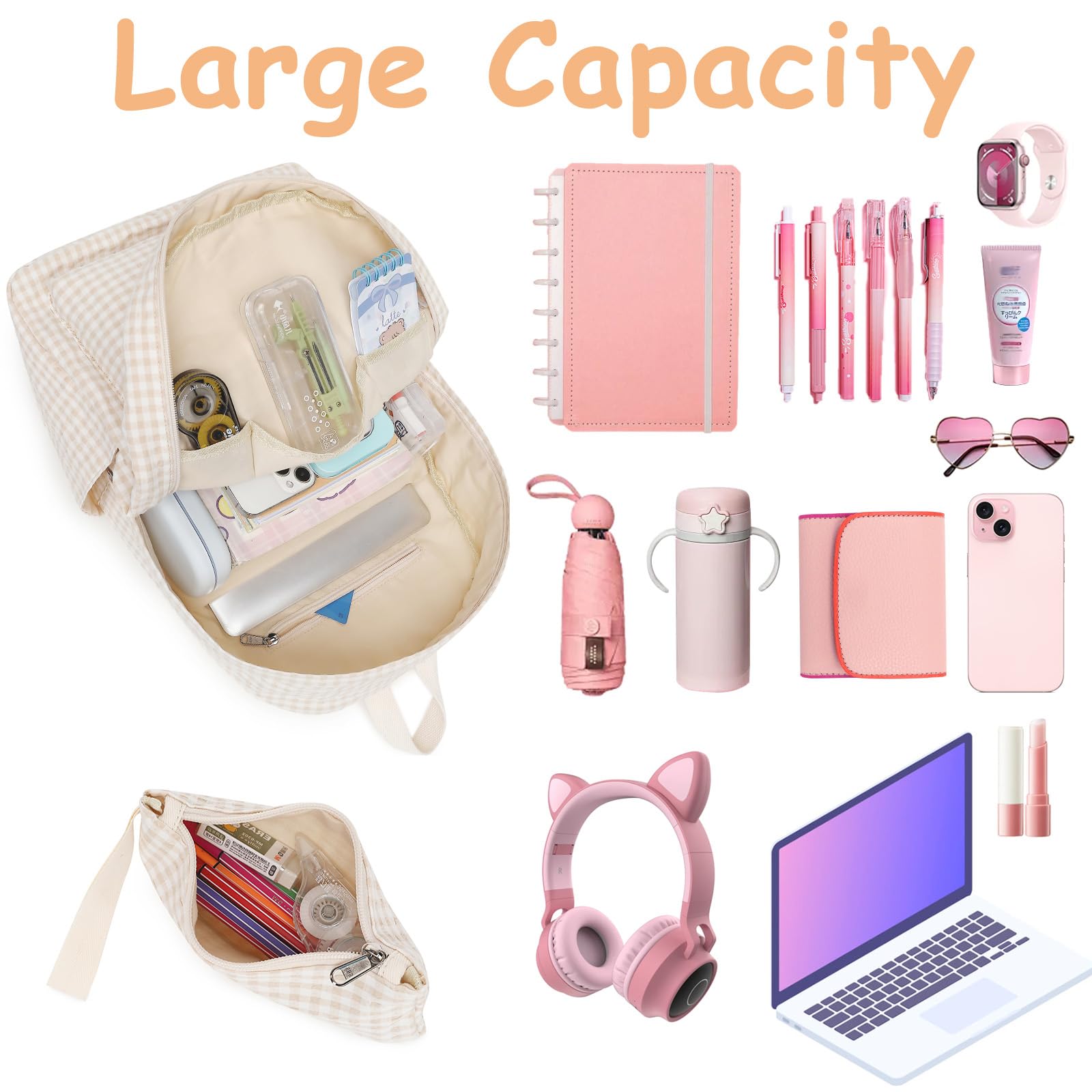 CAMTOP Girls Backpack with Lunch Box Set - Durable School Bookbag for Kids, Perfect for School, Travel & Daily Use