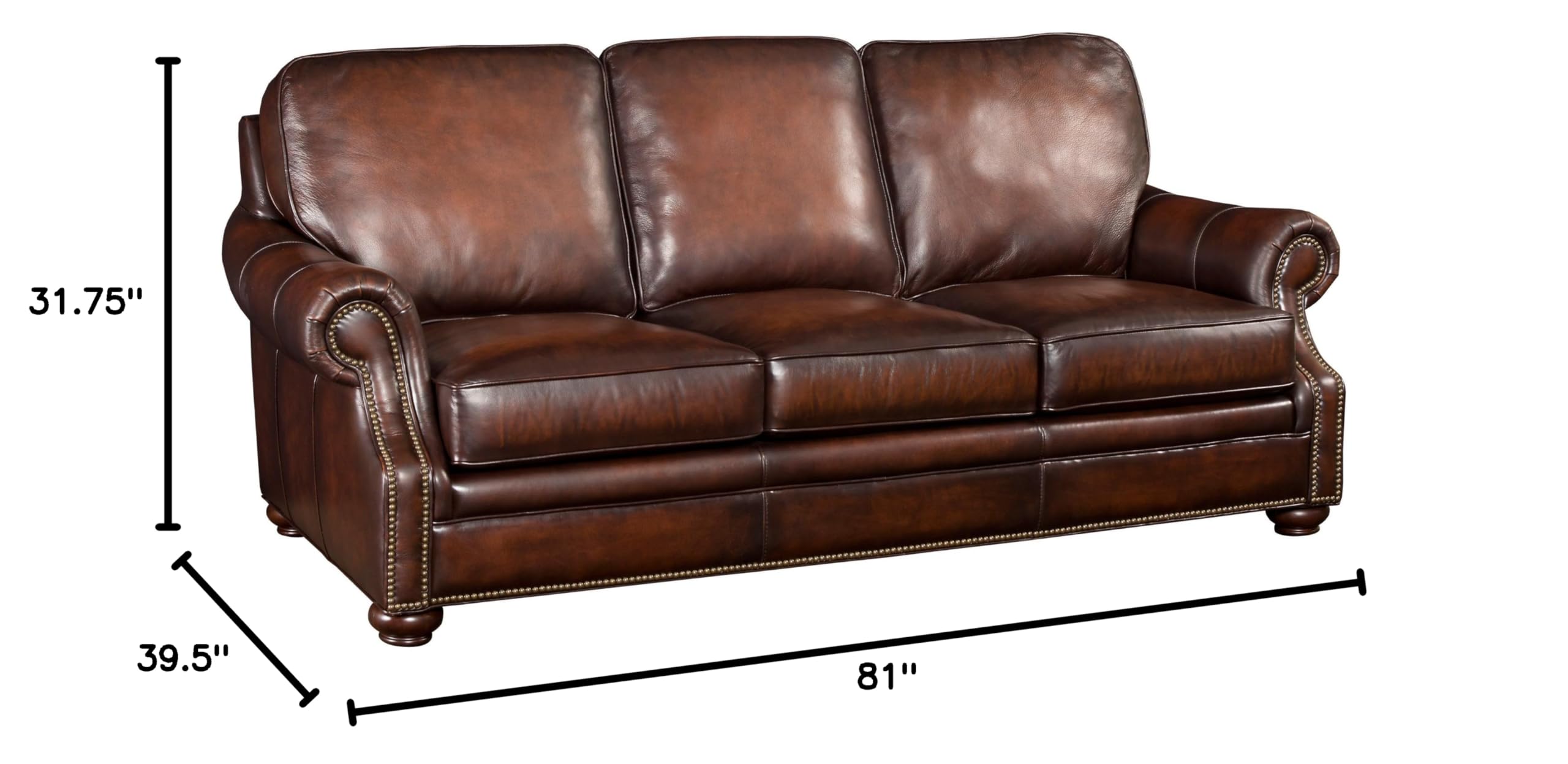 Hooker Furniture Seven Seas Leather Sofa in Sedona Chateau - Genuine Leather Living Room Couch, Comfortable Modern Sectional Sofa for Home Theater, Lounge & Family Room Decor