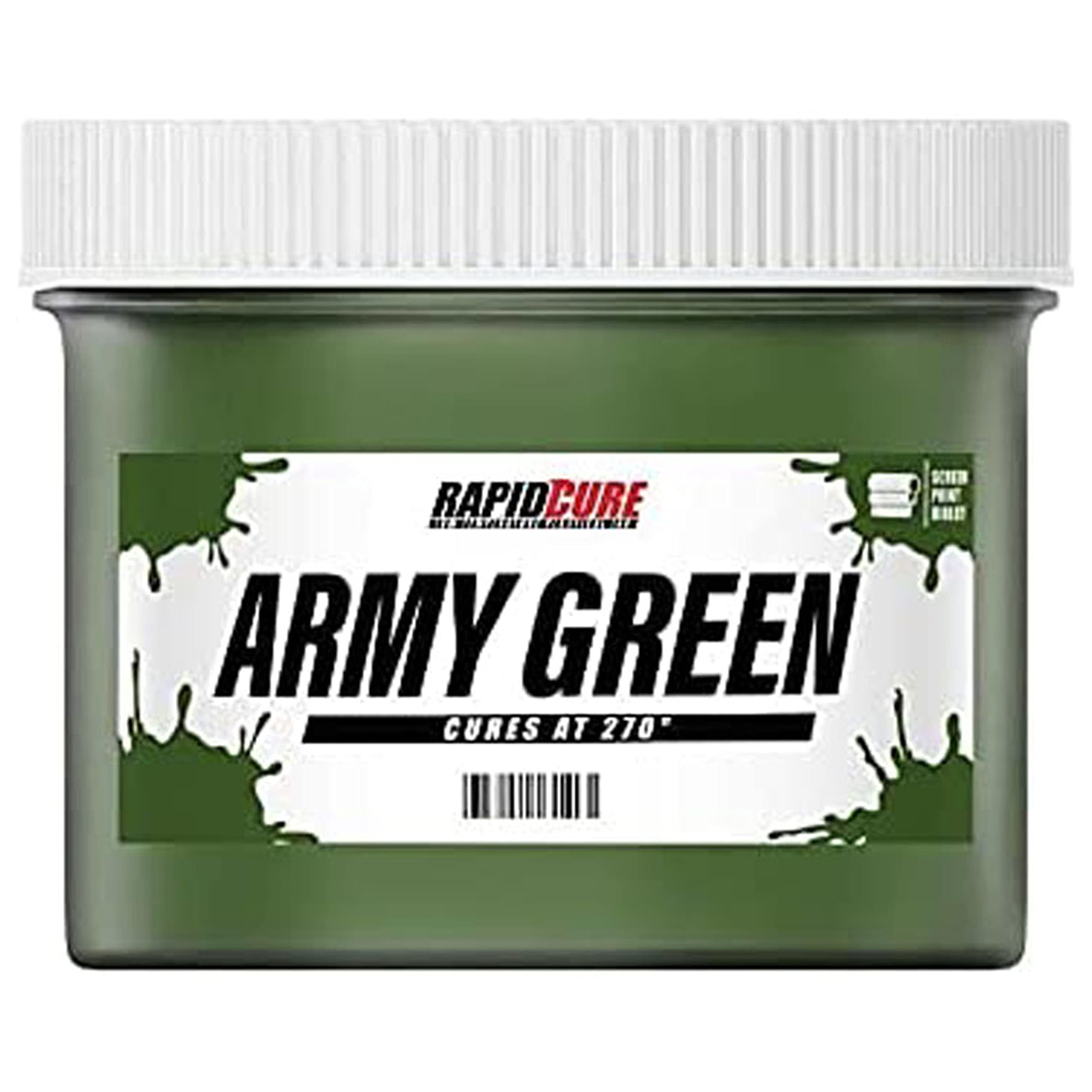 Rapid Cure® Army Green Plastisol Screen Printing Ink (Gallon - 128 oz) | Fast Drying Fabric Paint for T-Shirts & Textiles | Made in USA | Ideal for DIY Printing, Custom Apparel & Small Business Production